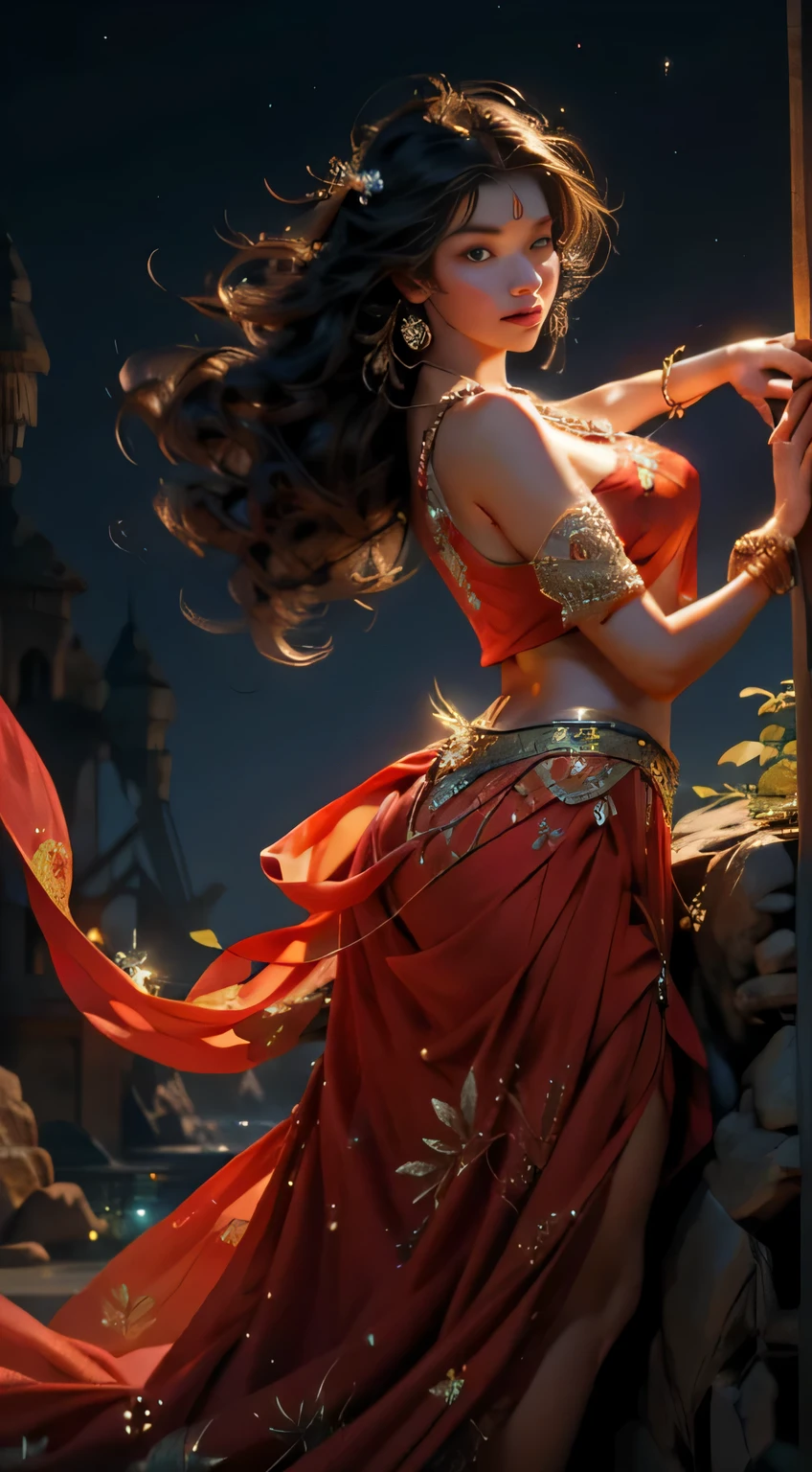(High quality, 8k, Original Character): This image showcases an exquisitely designed original character with supreme aesthetic value. The 8k resolution provides a stunningly clear and detailed display, revealing every intricacy of her captivating features. Her delicate eyes sparkle with life, and her expression invites the viewer in for a closer look.
(Fact: 1.5): The scene unfolds as the sun sets over a tranquil river, casting a warm and inviting glow on the girl as she faces the camera. A large lotus blooms behind her, bathed in the soft moonlight. The gentle breeze rustles her summer night outfit, consisting of a sexy skirt