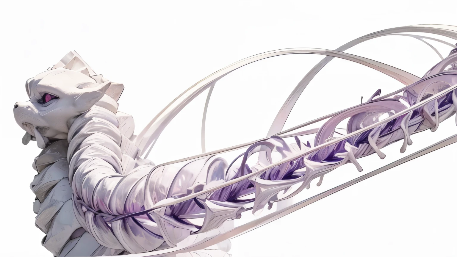 ((Masterpiece)), (Anime:1.3), ((best quality)), (abstract art:1.5), (High Definition), (pale purple), wide shot, ((double helix)), (simple white background:1.6), landscape, (Beautiful), (Slightly grotesque atmosphere),