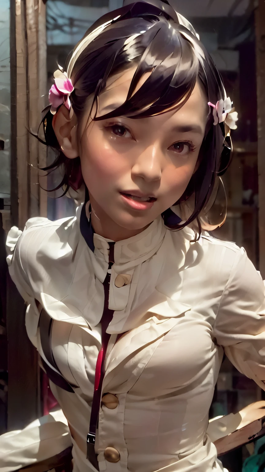 ((Masterpiece, Best quality: 1.2), (Create MAxZenArt!))_((Top quality, oil painting, virtuoso execution, wonderful masters))_((Final fantasy (Yuna),(young girl - , nude, full growth, naked body, dark hair, light skin, scarlet lips, smile; black, expressive eyes, long eyelashes))_((Girl with brown hair, dressed; black translucent - chiffon dress, gold line, very short dress- peignoir, (erotica), (sexuality), (calm relaxed pose, hair fluttering in the wind, half a turn, look at the viewer, stylish girl model))_((Beautiful painting of characters, soft anime computer graphics, realistic anime -art, sexy girl, photorealistic rendering of an anime girl, painting-realism, digital art))_ ((Background- flower garden, pictorial writing, stylized- virtuosic brushwork, graphic, (stunning; flowers lilies, peonies, chrysanthemumodern style)_(High quality, masterpiece)).