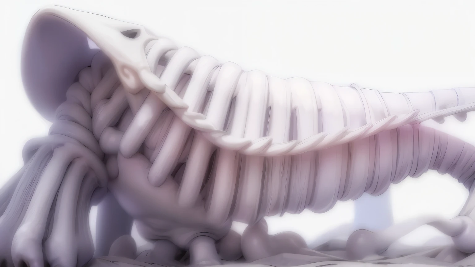 ((Masterpiece)), (Anime:1.3), ((best quality)), (abstract art:1.5), (High Definition), (pale purple), wide shot, ((White bones)), (simple white background:1.6), landscape, (Beautiful), (Slightly grotesque atmosphere),