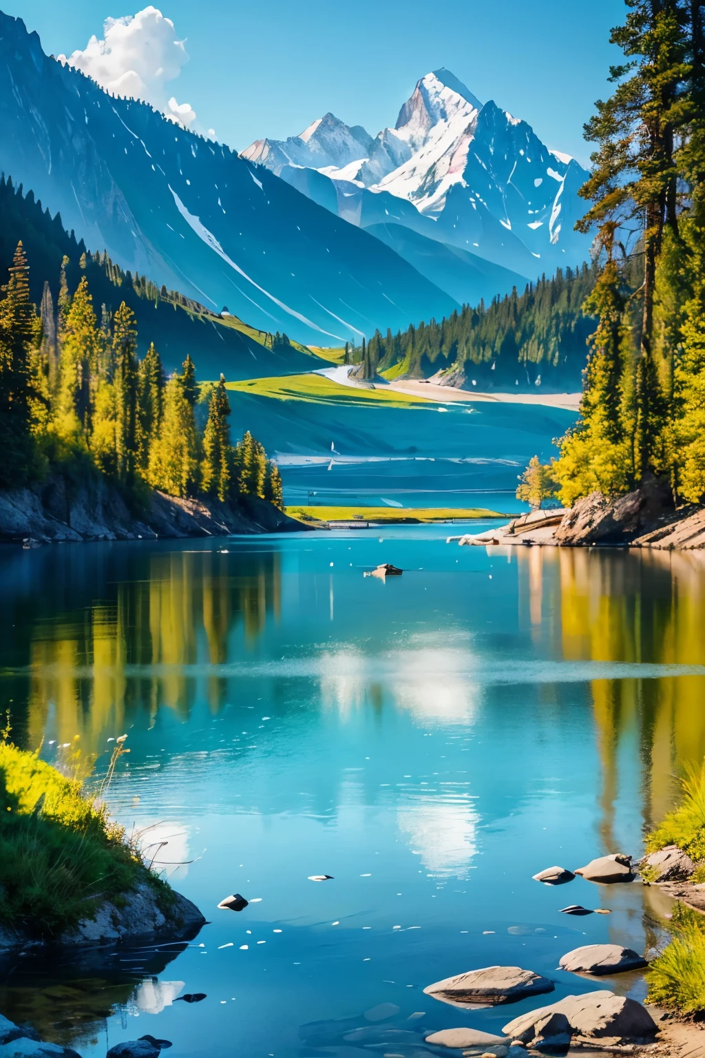 lake baikal, grassy shores, crystal-clear water, towering mountains, peaceful atmosphere, sparkling reflections, vibrant flora, diverse wildlife, picturesque landscapes, serene beauty, sunlight dancing on waves, gentle breezes, distant horizon, a sense of tranquility, endless expanse, an escape from the bustling world, nature's masterpiece