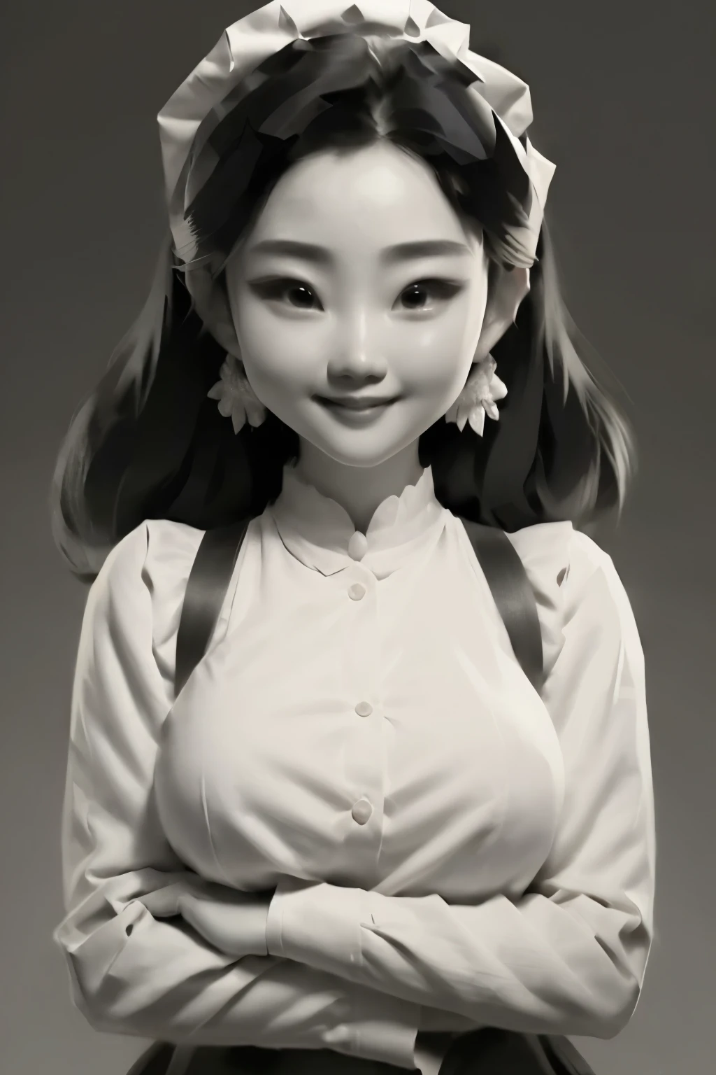 actual,maid,A face as delicate as Liu Yifei
(best quality, masterpiece, original photo,Super detailed:1.2), 1 girl,Big breasts,alone,looking at the audience,Smile