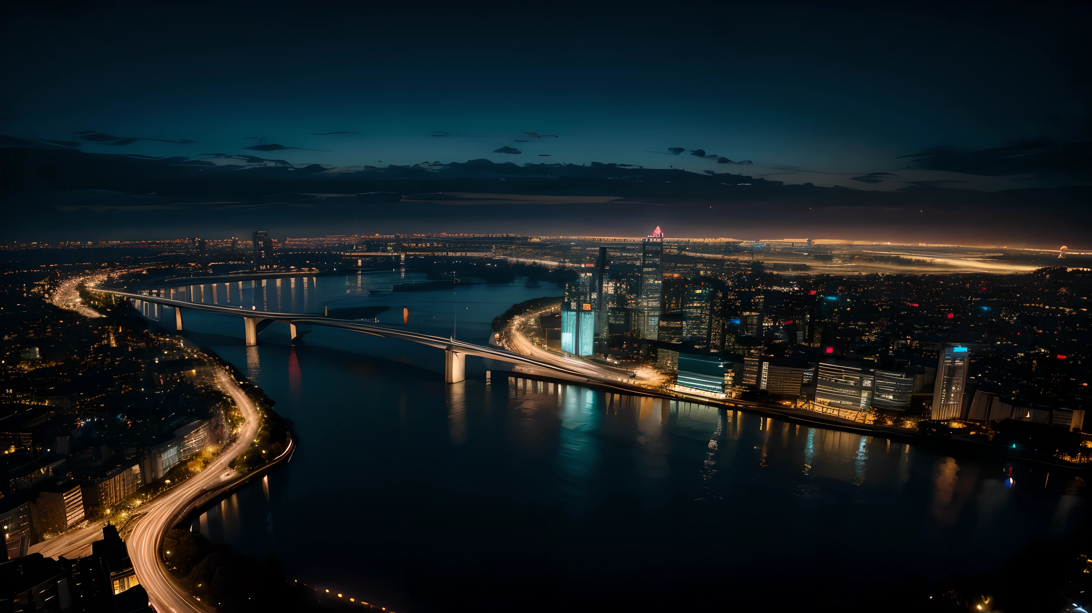 night,white cloud,cityscape, buildings, ciberpunk