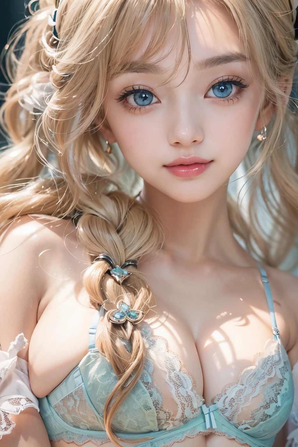 1woman, (Ultra realistic, high res), (highly detailed eyes, highly detailed hair, highly detailed face, highly detailed plump lips), (off shoulder with open breasts), breasts, upper body, caute smile, (best quality:1.4), Raw photo, (realistic, photo-realistic:1.37), professional photography, cinematic light, (fine face: 1.2),fashion model 20 years old, cute, [[[[pure eyes]]]], [[[[closeup]]]], [[[[chest]]]], [[[[neck]]]], [[[[shoulders]]]], perfect eyes, perfect iris, perfect lips, perfect teeth, perfect skin, soft front light, glow, HDR, (muted colors:1.2), Retrato da mulher、white skin、((cabelo Castanho ondas suaves)) Best Blanco Romantico、8K resolution、Frente Illuminada、アメリカの女の子のPortrait、solo、20-year-old、beautiful face、Upper body、medium side cut、beautiful blonde hair、beautiful little face woman, solo,　black theme,　look at the audience,one woman, It&#39;s real, Wolfzan-6500-V1.3, anime、animeスタイル、beautiful diamond eyes、20 year old american girl、braided hair、swimsuit、portrait beautiful detailed woman, very detailedな青い顔, Reality, beautiful narrow blue eyes, huge file size, Super detailed, High resolution, very detailed, highest quality, masterpiece, An illustration, very detailed, ticker, Unite, 8K painting wallpaper, fine, fine details, masterpiece, highest quality, Hvery detailed ticker uniform 8K wallpaper, face light movie lighting、cuteブラウス, dark background, oil, masterpiece, diffused soft film lighting, Portrait, highest quality (perfect face:1.4),stunning girl pictures,(8K and、photorealistic:1.25) 、(lip gloss、eyelashes、shiny face、shiny skin、highest quality、超High resolution、Depth of the bounds written、chromatic aberration、caustic road lighting、natural shading、sexy 1girl, Extremely cute, Amazing face and eyes, (Beautiful lovely smile), (extremely detailed beautiful face), bright and shiny lips, (cute bikini:1.3), (very elaborate lace bra:1.5), smooth skin, super beautiful, attractive, (Best Quality:1.4), (hyper quality), (Ultra-detailed), (hyper-realistic, Photorealsitic:1.37), Authentic skin texture, complex details, extremely detailed CG unified 8k wallpaper, RAW Photos, professional photograpy, Cinematic lighting, coast, sea, palm trees,masterpiece, best quality, high quality, High definition, High quality texture, High quality shadow, high detail, beautiful detailed, finely detailed, extremely detailed cg, detailed texture, a realistic representation of the face, realistic, colorful, delicate, Cinematic Light, sidelighting, Lens Flare, Ray tracing, sharp focus, (intrica