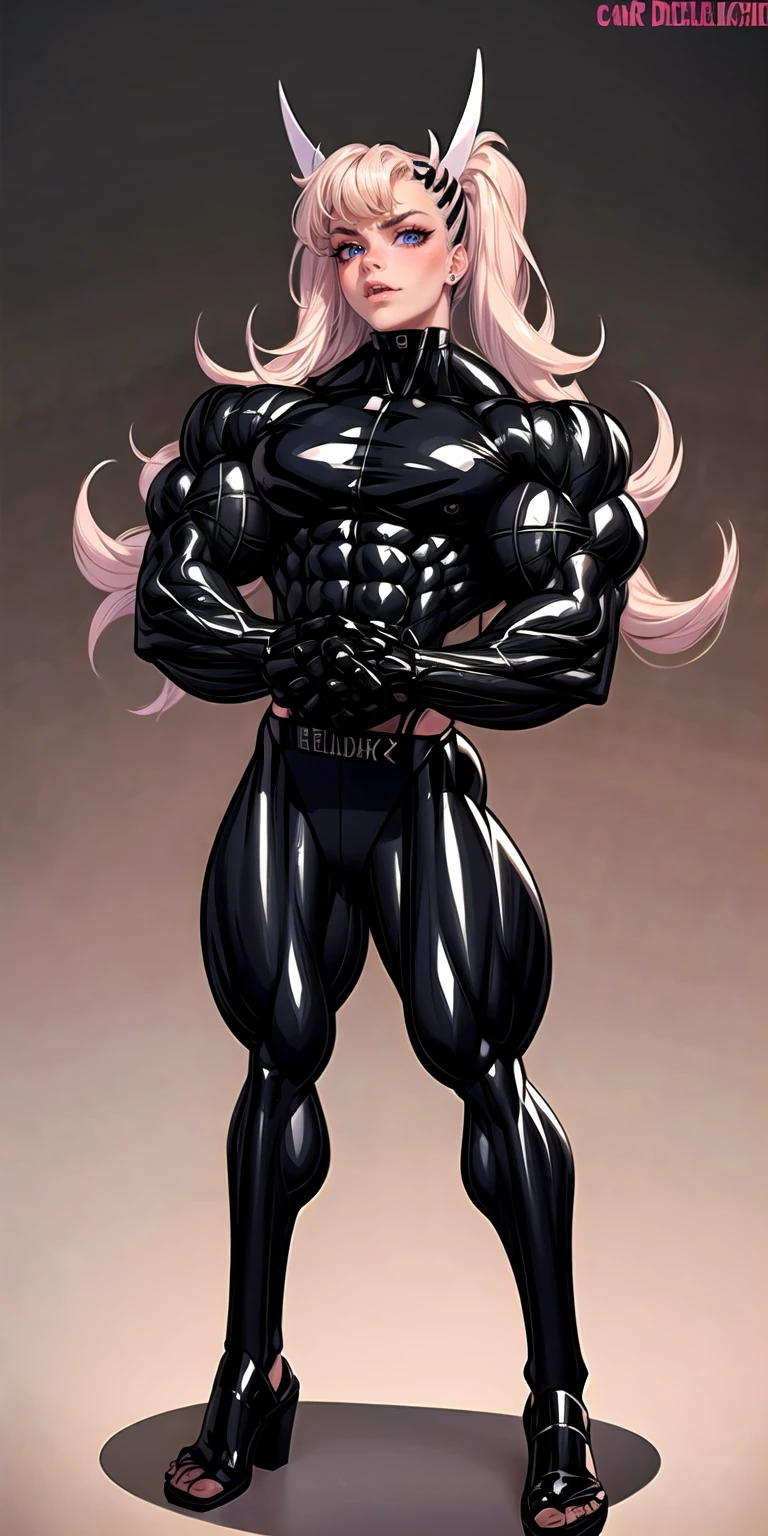 Chibi ninomae, extreme muscular body, 4 arms, full body.