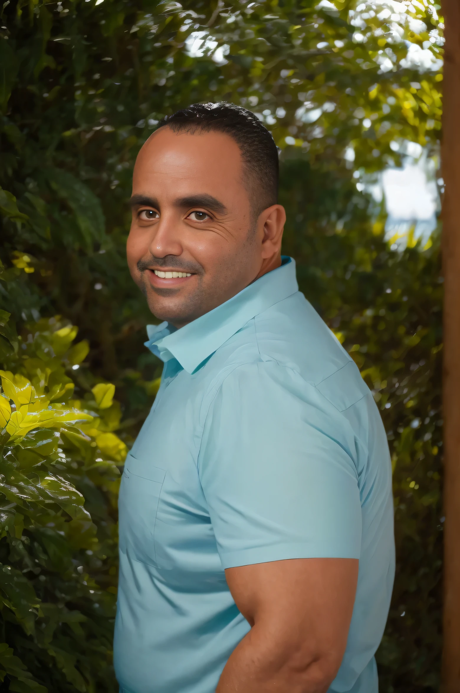 Obra-prima, A melhor qualidade, High resolutions, ponto turistico Olhando para o espectador, Homem brasileiro, 40 anos, olhos e cabelos castanhos, Corpo todo, Barriga pequena, um pouco acima do peso, rosto liso , Arms with hair, Estilo casual, cabelo muito curto, roupa formal, Cinematic lighting, sony fe gm, 16K, melhor qualidade , Super detalhe, Pele Texturizada, anatomicamente correto, ambiente corporativo