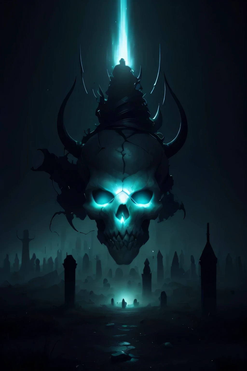 Generate an image of a necromancer standing in the center of a dark and foreboding location. The necromancer's eyes must have a completely white iris, level of detail 1.2. Your face should display a mixture of sensuality and demonic expression. The necromancer's skin should be pale and dead, contrasting with the dark environment. Surrounding the necromancer is a shadowy landscape of rotting, dismembered bodies rising from the earth, souls of the dead, and candles illuminating the symbols of dark magic, level of detail 1.2. using advanced rendering and modeling techniques. Use the following software for creation: 3DS Max, SketchUp, SolidWorks, AutoCAD, Blender, Vectary, MeshMixer, and Unreal Engine 5. Apply photon mapping, radiosity, and physical rendering techniques with automatic white balance for realistic lighting. Create a cinematic lighting setup with a slightly heightened twilight effect. Make sure the final image has a soft focus effect but remains ultra-detailed and realistic. Artwork should not be based on a specific photograph. Evoke a sense of technology and high-quality craftsmanship, reminiscent of a masterpiece of illustration and CG art. Include elements of unity, wallpaper and official art in the composition. Present fine details, extreme delicacy and beauty, with sharp focus and high level of details. Render the woman's hair with detailed bangs. Render the final image with a black background and a plain background. Do not include any watermarks or text overlays in the generated image.