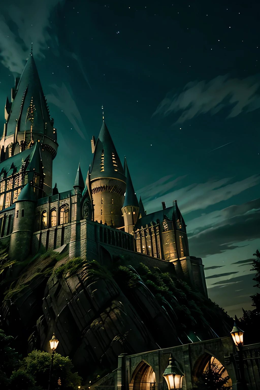 Hogwarts, hd, verde noche