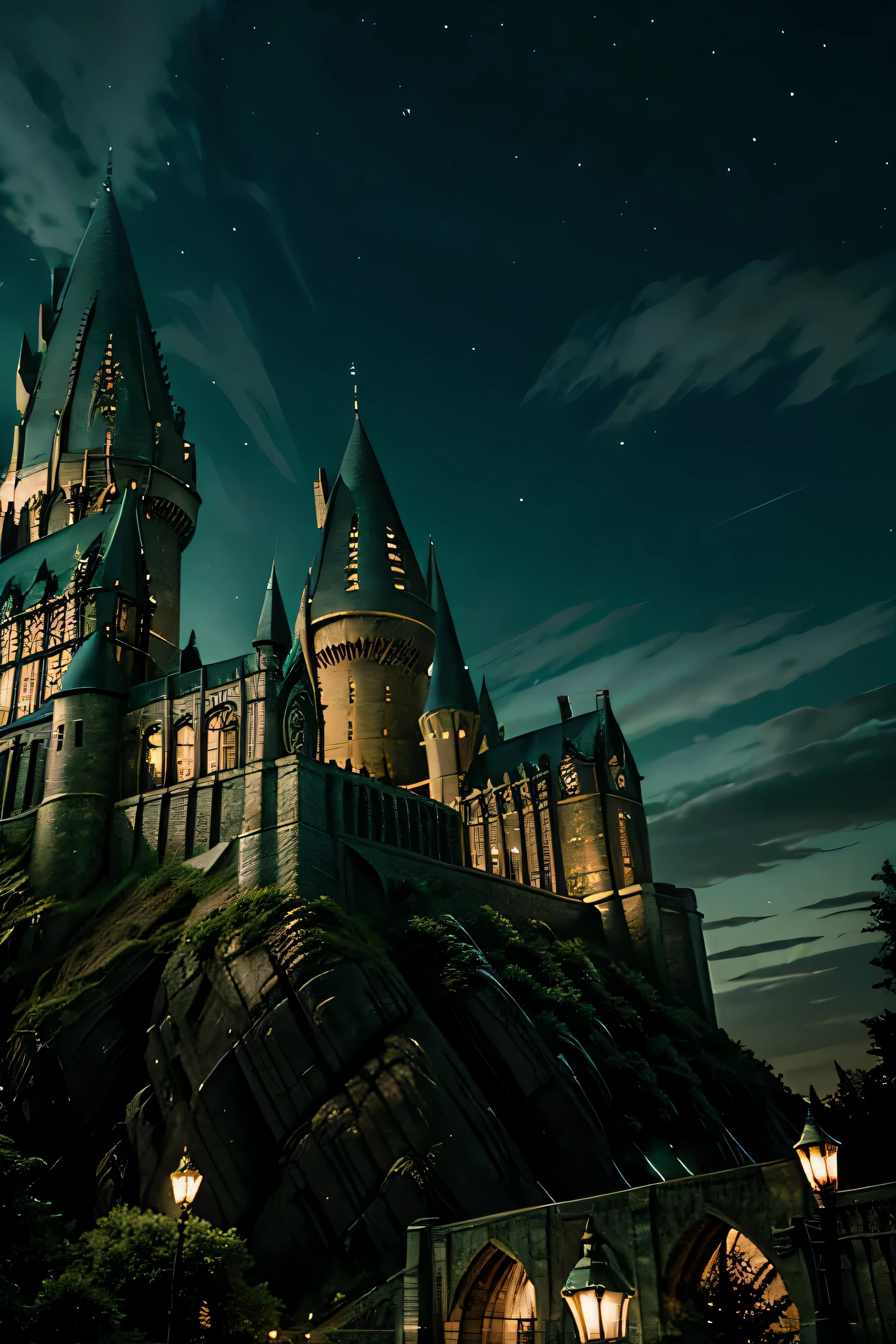 Hogwarts, hd, verde noche