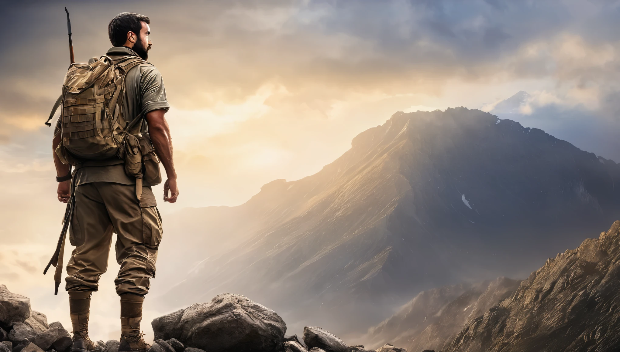 Illustrate a man facing adversity with unwavering courage and integrity. Highlight his resilience in the face of challenges, demonstrating that true valor lies in standing firm on one's principles.