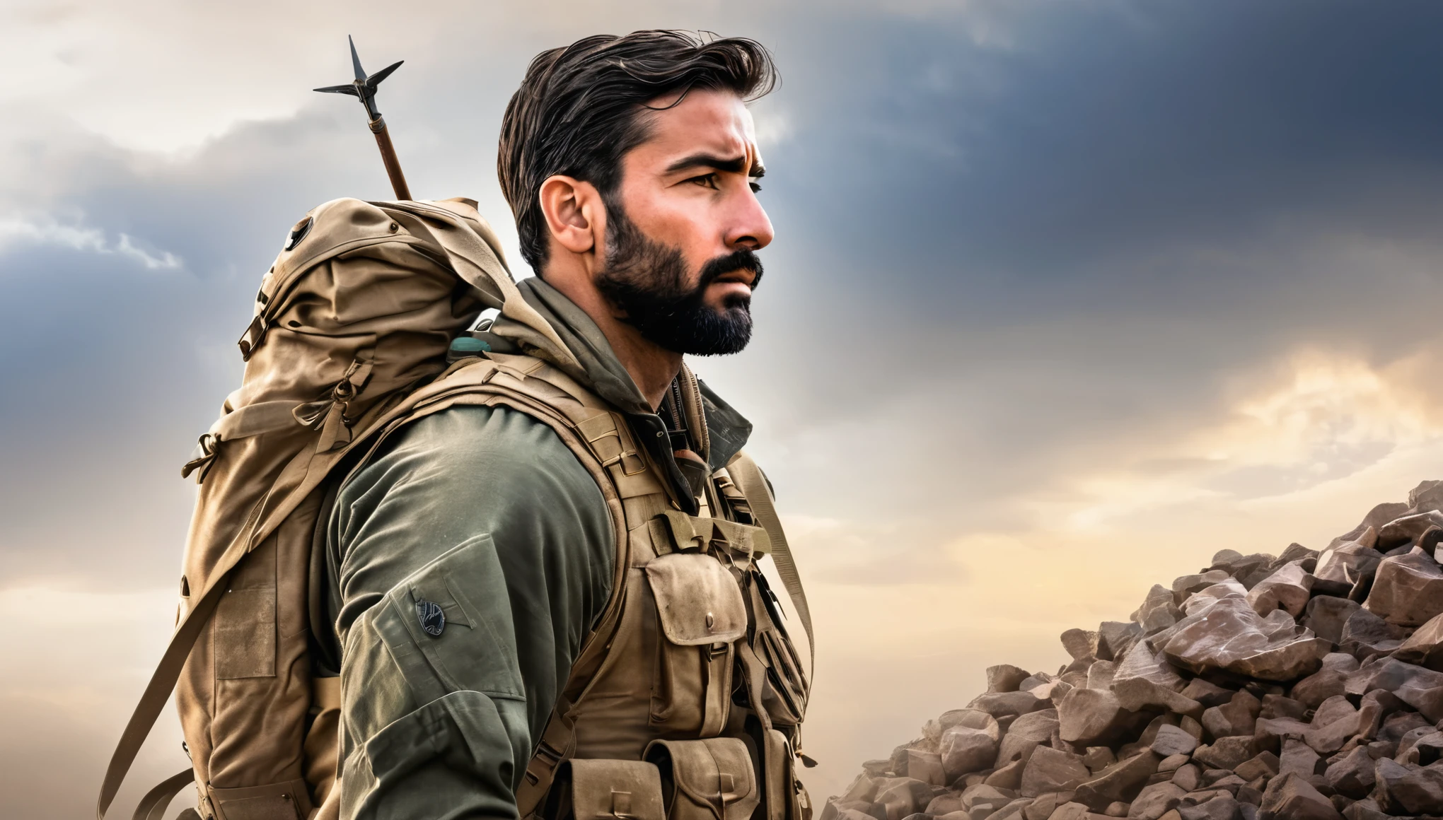 Illustrate a man facing adversity with unwavering courage and integrity. Highlight his resilience in the face of challenges, demonstrating that true valor lies in standing firm on one's principles.