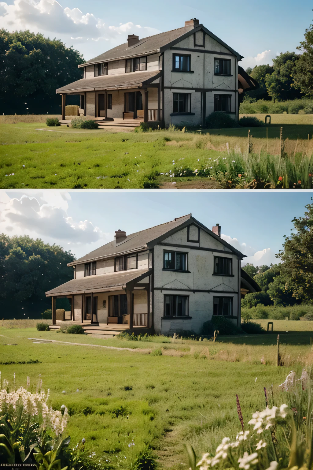 A house at field, photorealistict