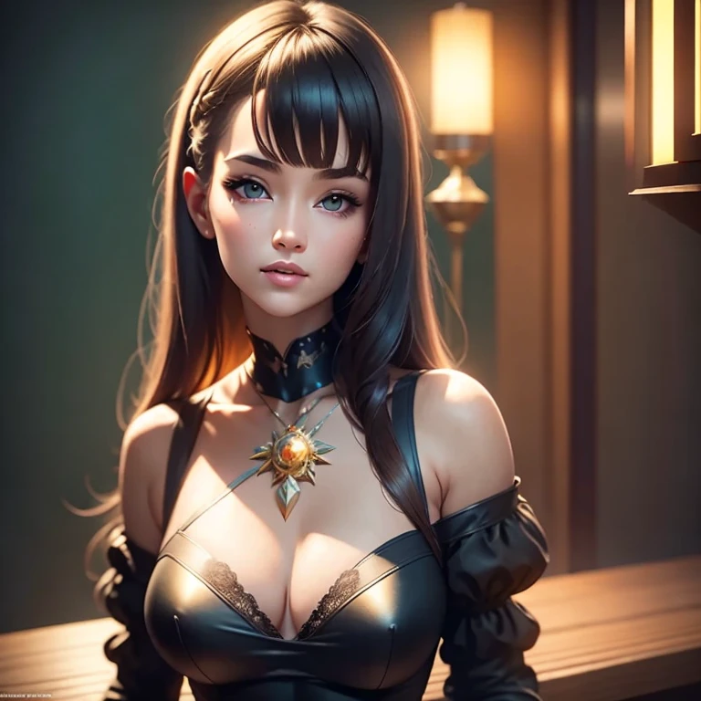 Generate a high-quality 3D image of a beautiful girl using advanced rendering and modeling techniques. Use the following software for creation: 3DS Max, SketchUp, SolidWorks, AutoCAD, Blender, Vectary, MeshMixer, and Unreal Engine 5. Apply photon mapping, radiosity, and physical rendering techniques with automatic white balance for realistic lighting. Create a cinematic lighting setup with a slightly heightened twilight effect. Make sure the final image has a soft focus effect but remains ultra-detailed and realistic. Artwork should not be based on a specific photograph. Evoke a sense of technology and high-quality craftsmanship, reminiscent of a masterpiece of illustration and CG art. Include elements of unity, wallpaper and official art in the composition. Present fine details, extreme delicacy and beauty, with sharp focus and high level of details. Render the woman's hair with detailed bangs. Render the final image with a random background. Do not include any watermarks or text overlays in the generated image.