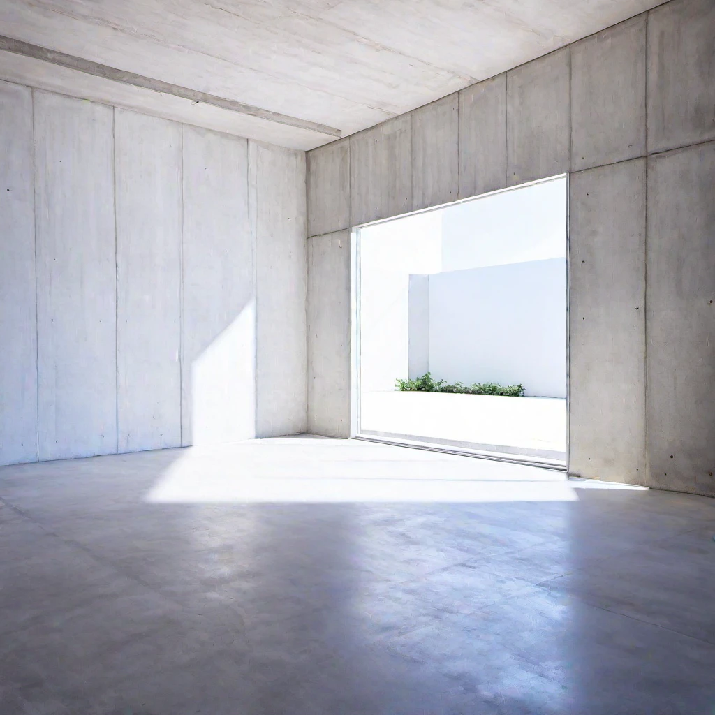(masterpiece, best quality:1.2), beautiful scenery, house studio, white room, fashion photo, master piece, props design, concrete structures, modern design, 4K, real photo, simple design, near the wall, Full-Length Portrait, Narrow Angle, bloom, sunlight, sunbeam, Window is on the left, morning, concrete architecture,