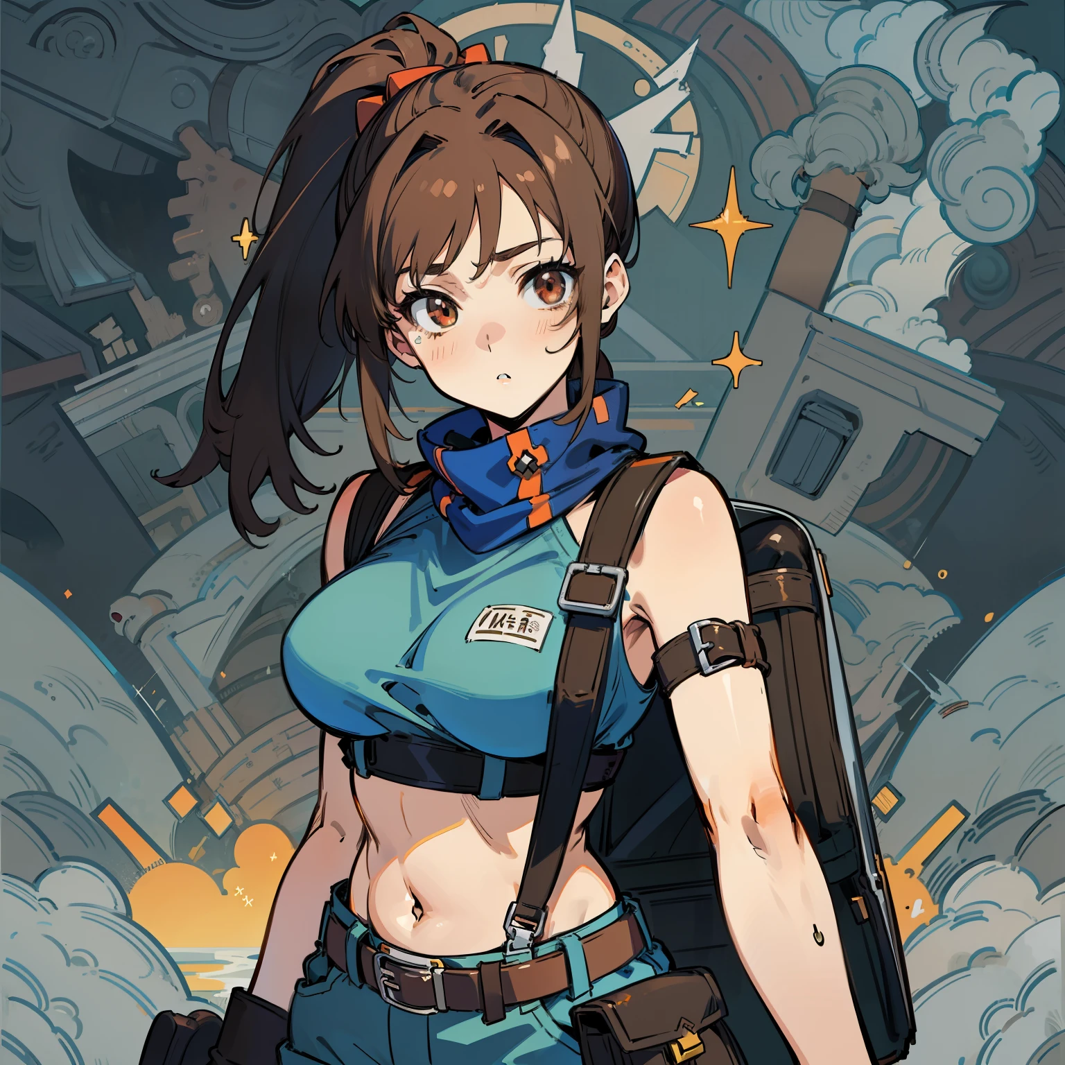 One girl, female focus (brown hair, blue eyes, long hair), boku no hero academia, Injury, float, masterpiece, highest quality, so beautiful, Absurd