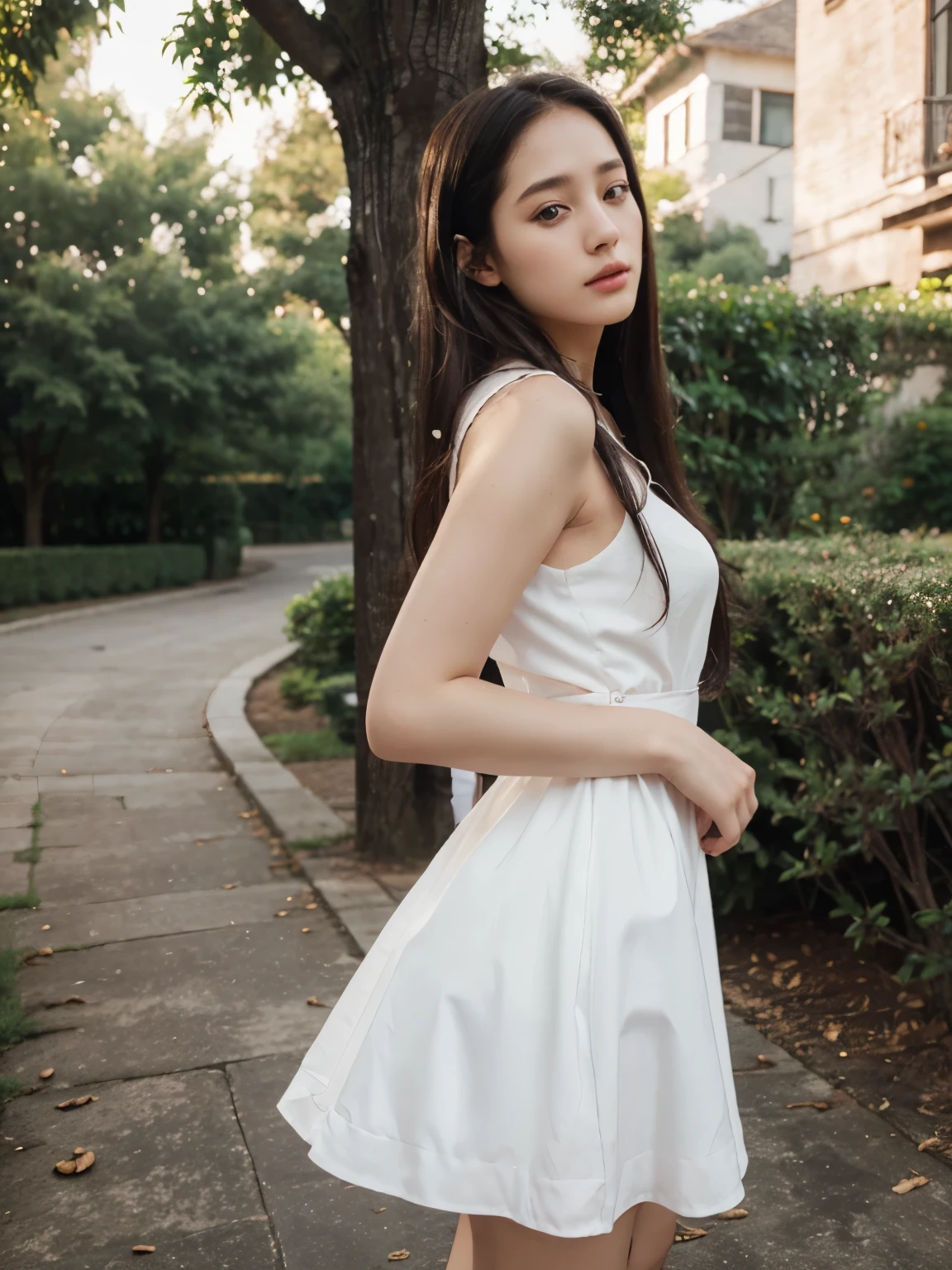 ulzzang-6500-v1.1, (genuine:1.4), (muste piece),  (highest quality, 8k, 32K, masterpiece, Hmm:1.2),Photos of beautiful Japanese women,(sad smile,blush:1.1),looking at the viewer,(beautiful detailed dress skirt:1.2),leg details,(spread your legs:0.9),(lace panties:0.9),(super realistic pantyhose:1.2),(wind lift:1.6), whole body,the wind is strong,city,outdoors