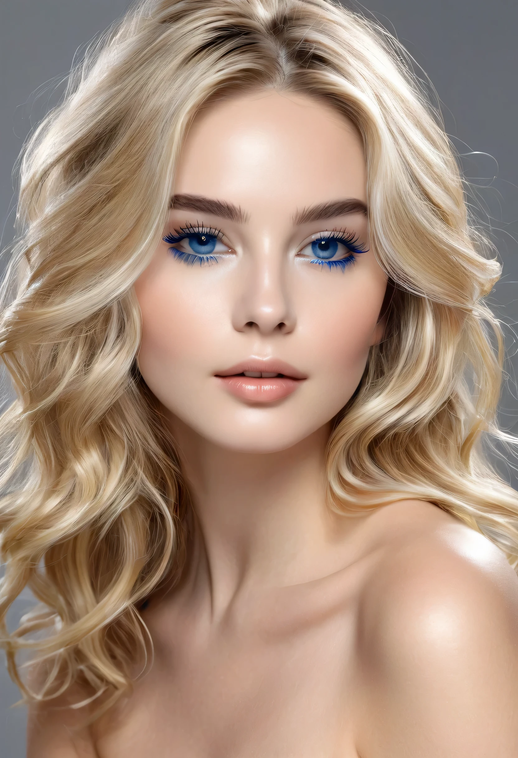 Ela possui seda, cabelo loiro dourado que cai em ondas suaves ou mechas fluidas, framing your face with grace. His eyes are crystal clear, azul hipnotizante, adornado com longo, dark lashes that enhance your allure. Delicately sculpted features, high cheekbones, um queixo suavemente curvado, and a high nose give you a timeless and angelic appearance. Her complexion is smooth and porcelain, com um, healthy glow that radiates youth and vitality. full and soft lips, pintado em tom natural ou adornado com um toque de brilho, complete your captivating facial features. your figure is slim and toned, com curvas suaves que acentuam sua feminilidade, exuding elegance and grace in every movement.