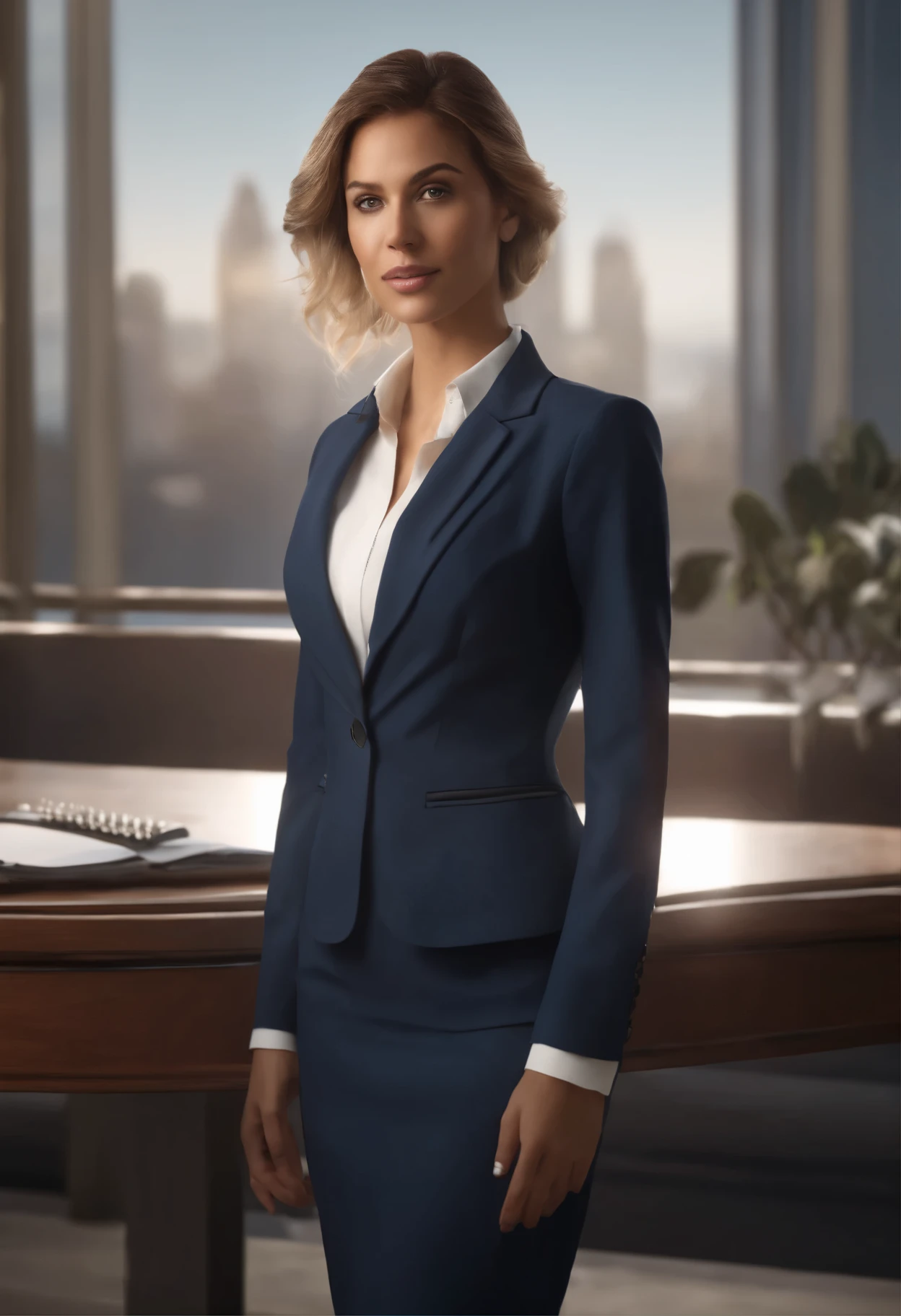 a portrait of a business woman in a suit and tie, No estilo do Unreal Engine 5, Empoderamento feminino --AR 128:85 a woman dressed in a business suit standing in front of people, no estilo de retratos suavemente iluminados, Ultra HD 32K, Curves thrown, energia juvenil, and amber, bonito --ar 128:85 young businesswoman in business suit, no estilo de emocionalmente complexo, ondulado --ar 128:85 a beautiful businesswoman in a suit, No estilo do Unreal Engine 5, sharp focus --ar 128:8 cabelos cacheados