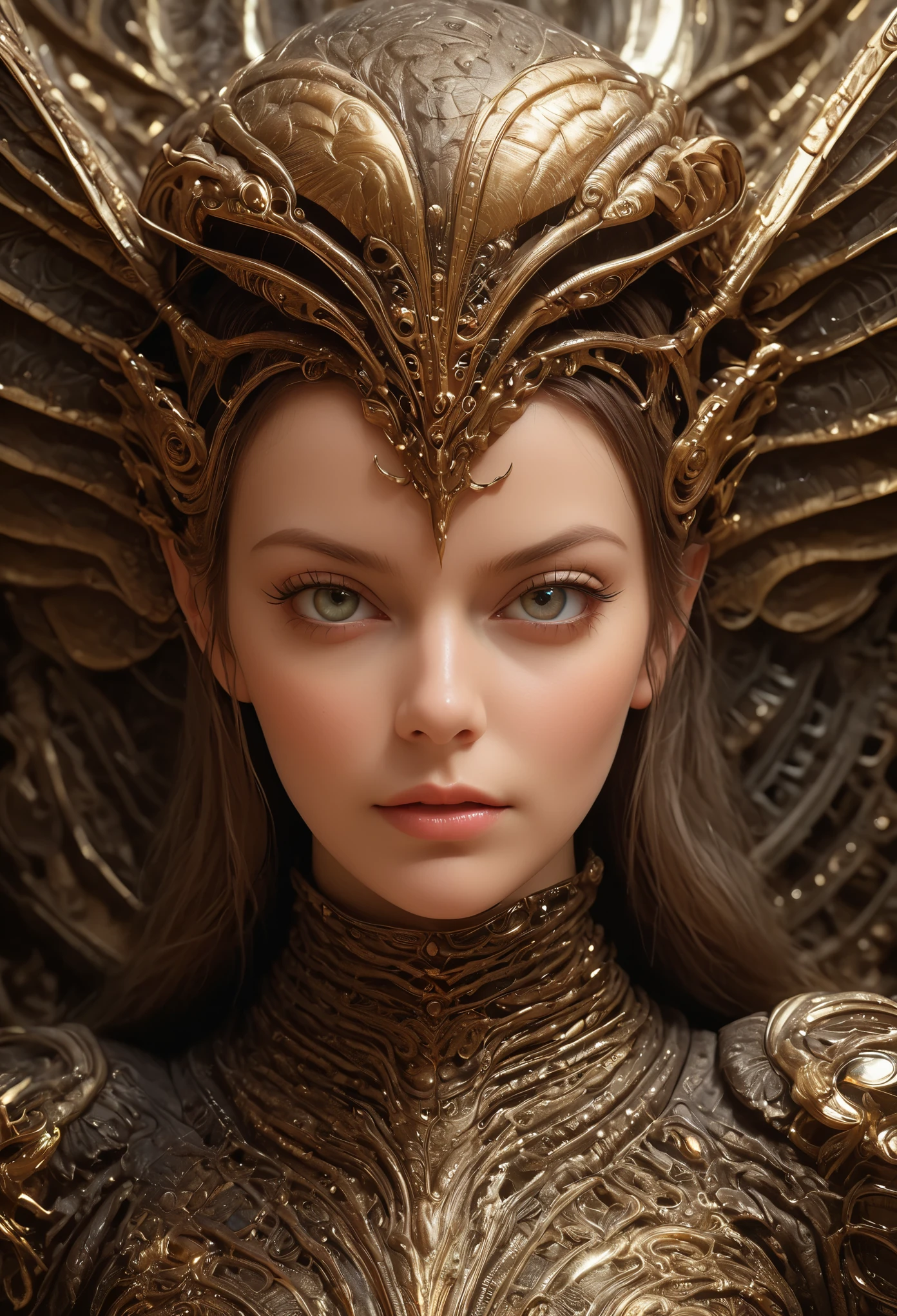 hypnotic fly in a sumptuous fantasy, By Giger, detailed facial features, sharp eyes, soft skin, dynamic, 8k, extremely thorough, masterpiece, highly detailed, meticulous attention to detail, photorealistic, hyper-realistic, astonishing, voluptuous, very stylish, charming, majestic, very pretty, elegant, heavenly, luscious, delightful, spectacular, splendid, alluring, breathtaking, radiant, dreamy, dreamlike, very cute, very refined, enchanting, glamorous, symmetry, intricate, volumetric lighting, beautiful, rich deep colors masterpiece, sharp focus, ultra detailed, astrophotography
