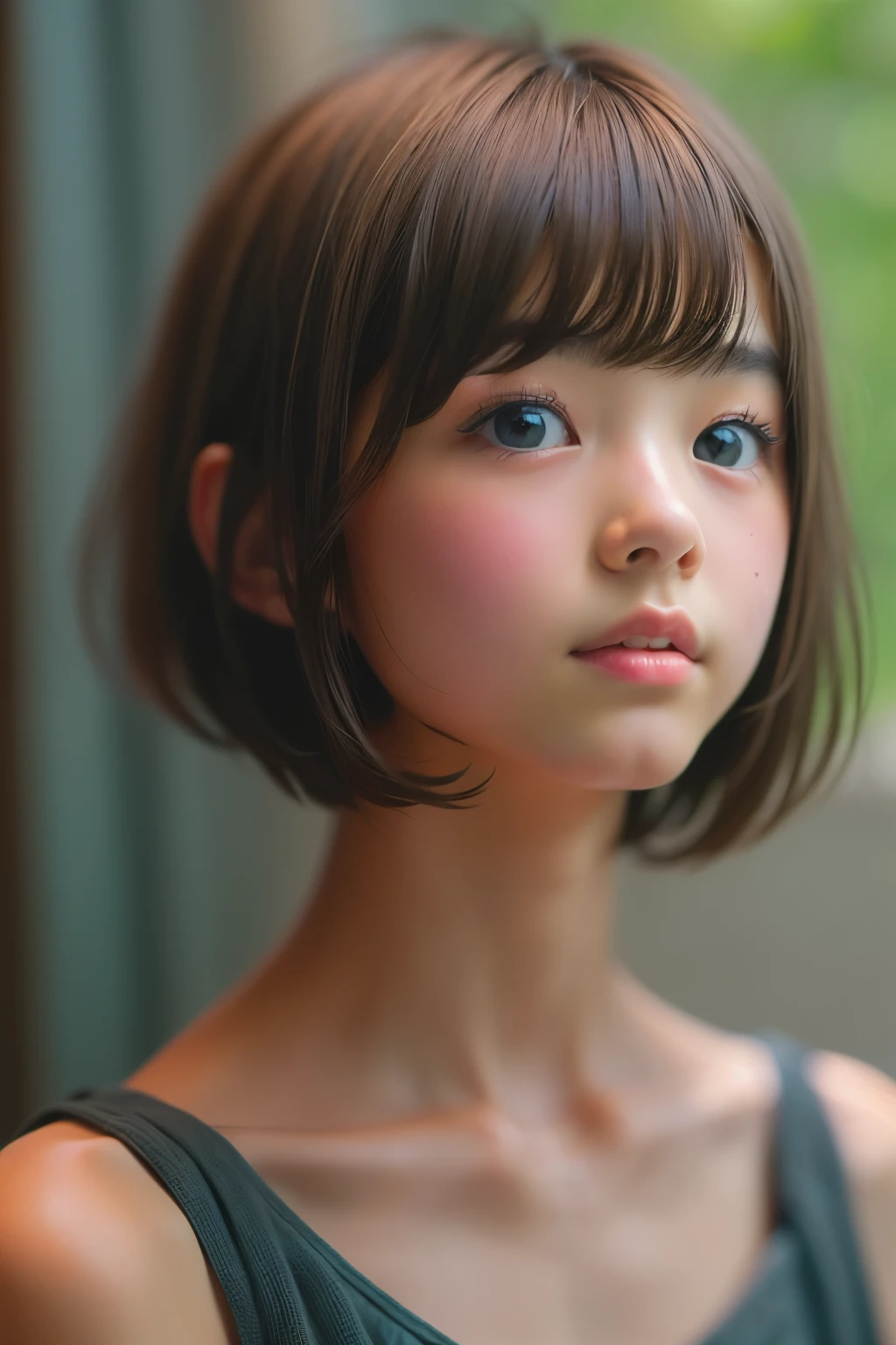 ((sfw: 1.4)), ((sfw, extra short hair, sidelocks-hair, 1 Girl)), Ultra High Resolution, (Realistic: 1.4), RAW Photo, Best Quality, (Photorealistic Stick), Focus, Soft Light, (()), ((Japanese)), (( (young face))), (surface), (depth of field), masterpiece, (realistic), woman, bangs, ((1 girl))