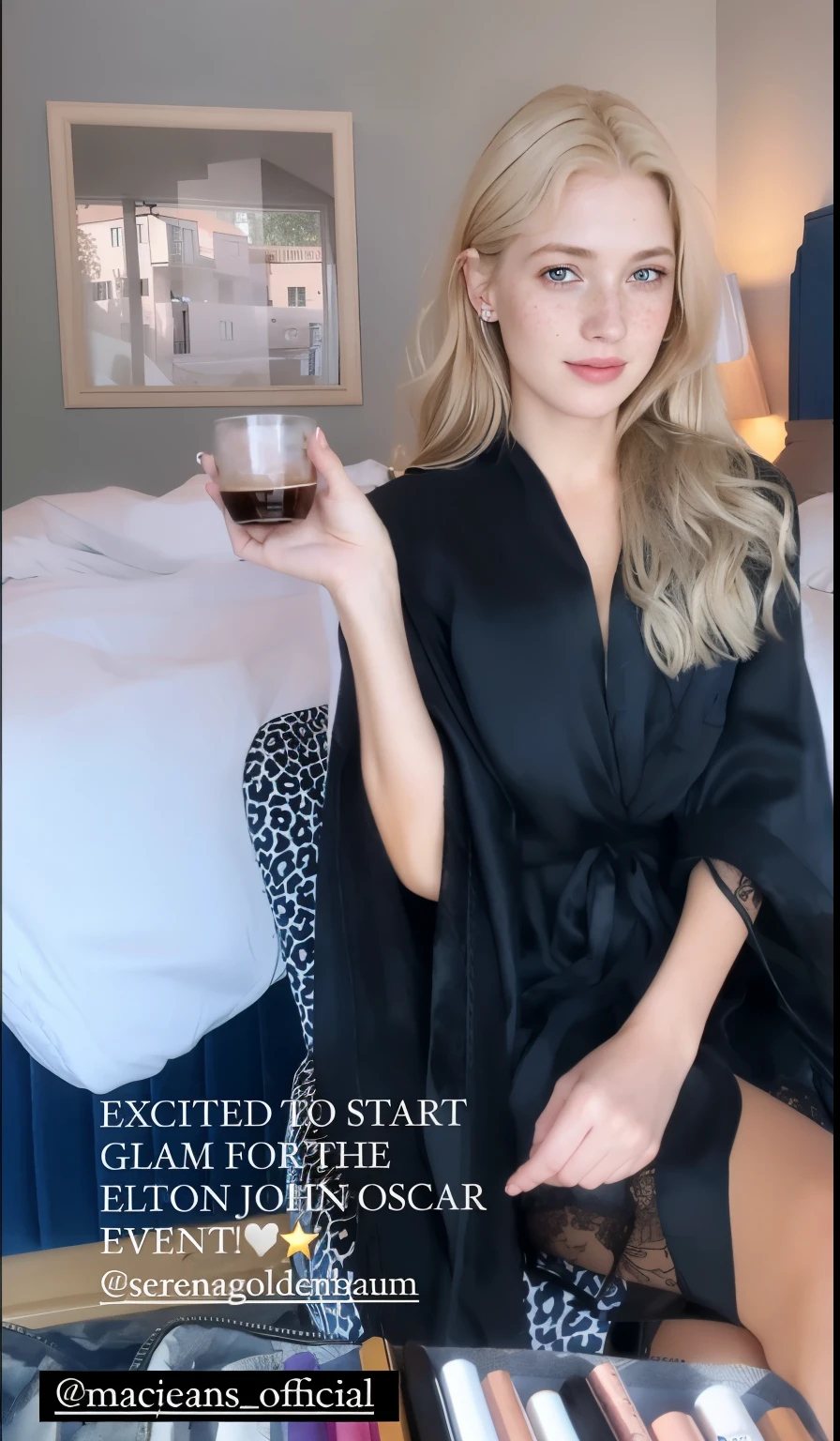 mulher, americana, 25 anos, pale skin and freckles, olhos cinzas, nariz delicado, soft and delicate lips, longo, cabelo blondie longo e ondulado na altura da cintura, sorriso meigo, face with delicate feminine facial features