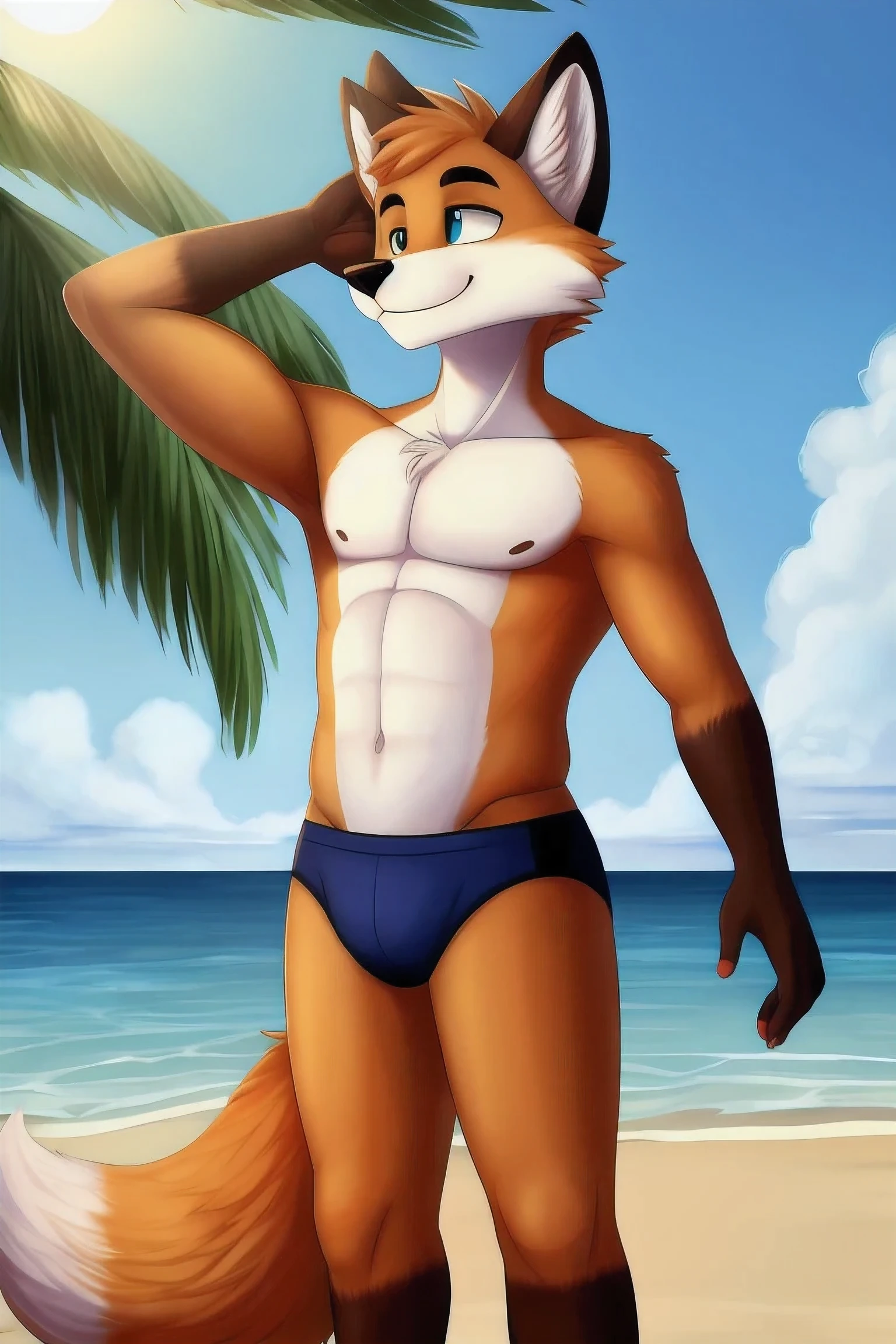 1boy, the handsome Foxx ,beach
