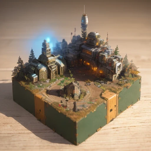 3598年Mars realistic model, (split ends, original photo, best quality, masterpiece:1.4),Steampunk Cyberpunk 6820 City,(CyberpunkMars light:1.3), Mars (related to land),(in a small nature box:1.3),Isometric, small nature, landscape on foundation,landscape,