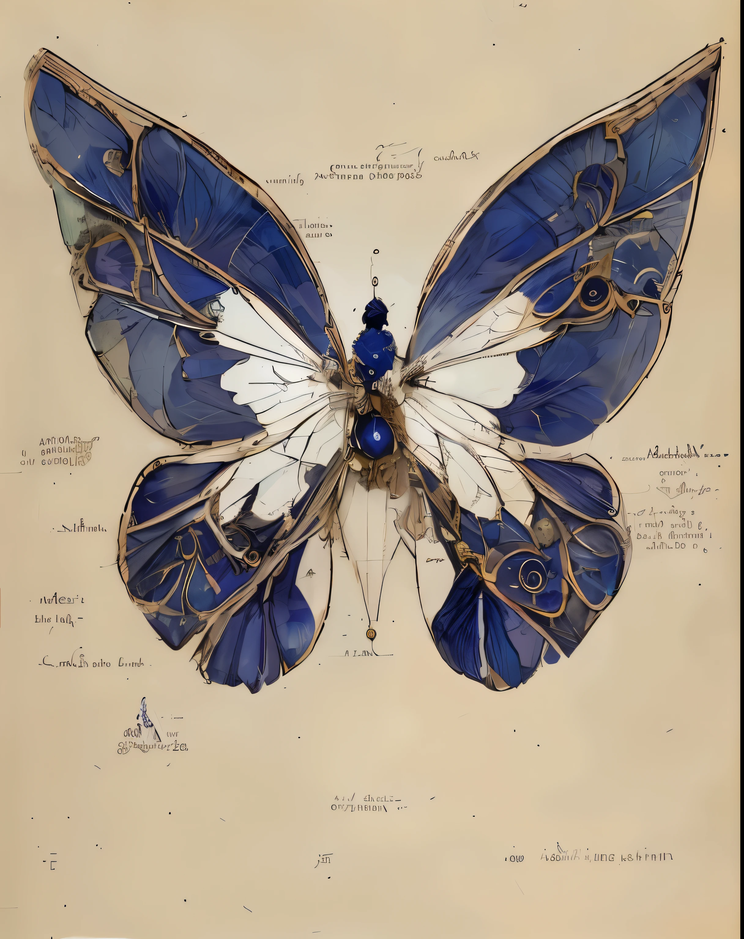 arafia butterfly，blue wings and white wings，with text, steampunk butterfly, Mechanical butterfly, photo of a Mechanical butterfly, sapphire butterfly jewellery, Exquisite and handsome wings, author：Anton Radsheit, author：Emmanuel Changut, feng zhu |, Jean-Baptiste Monge, Alan Jewett, Butterfly wings, author：Aurel Bernat