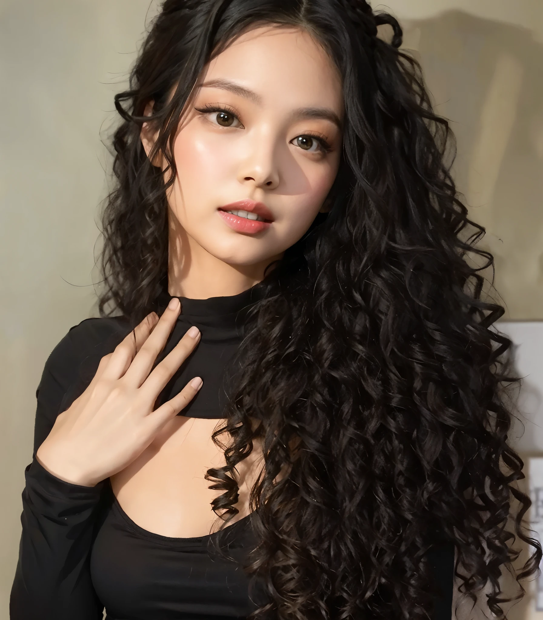 um close de uma mulher com longos cabelos Encaracolados vestindo uma blusa preta, long dark Encaracolado hair, long wild black Encaracolado hair, long black Encaracolado hair, black long Encaracolado hair, Encaracolado dark hair, black Encaracolado hair, long Encaracolado hair, Encaracolado black hair, long Encaracolado black hair, Encaracolado haired, Encaracolado hair, Encaracolado long hair, long Encaracolado hair intricate, Encaracolado
