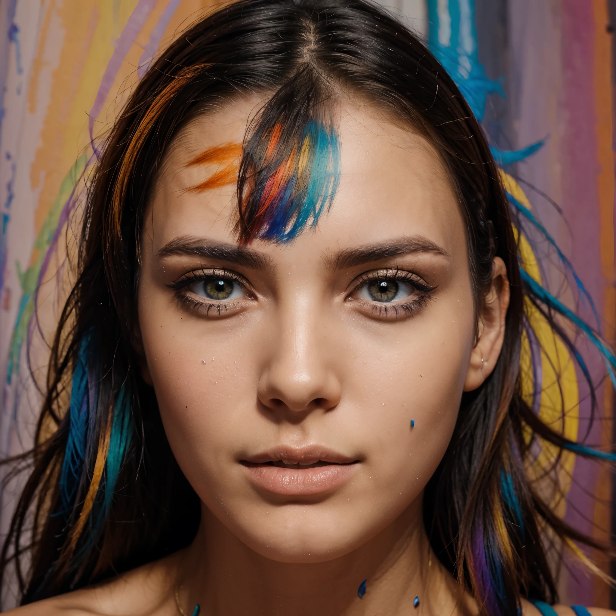 Ultra colorful human face with artistic colors