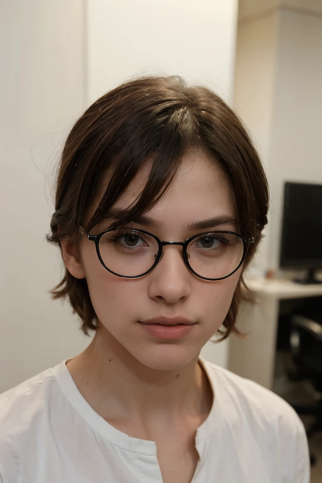 ((best quality)), ((masterpiece)), (detailed), perfect face, young man, glasses, middle part hairstyle