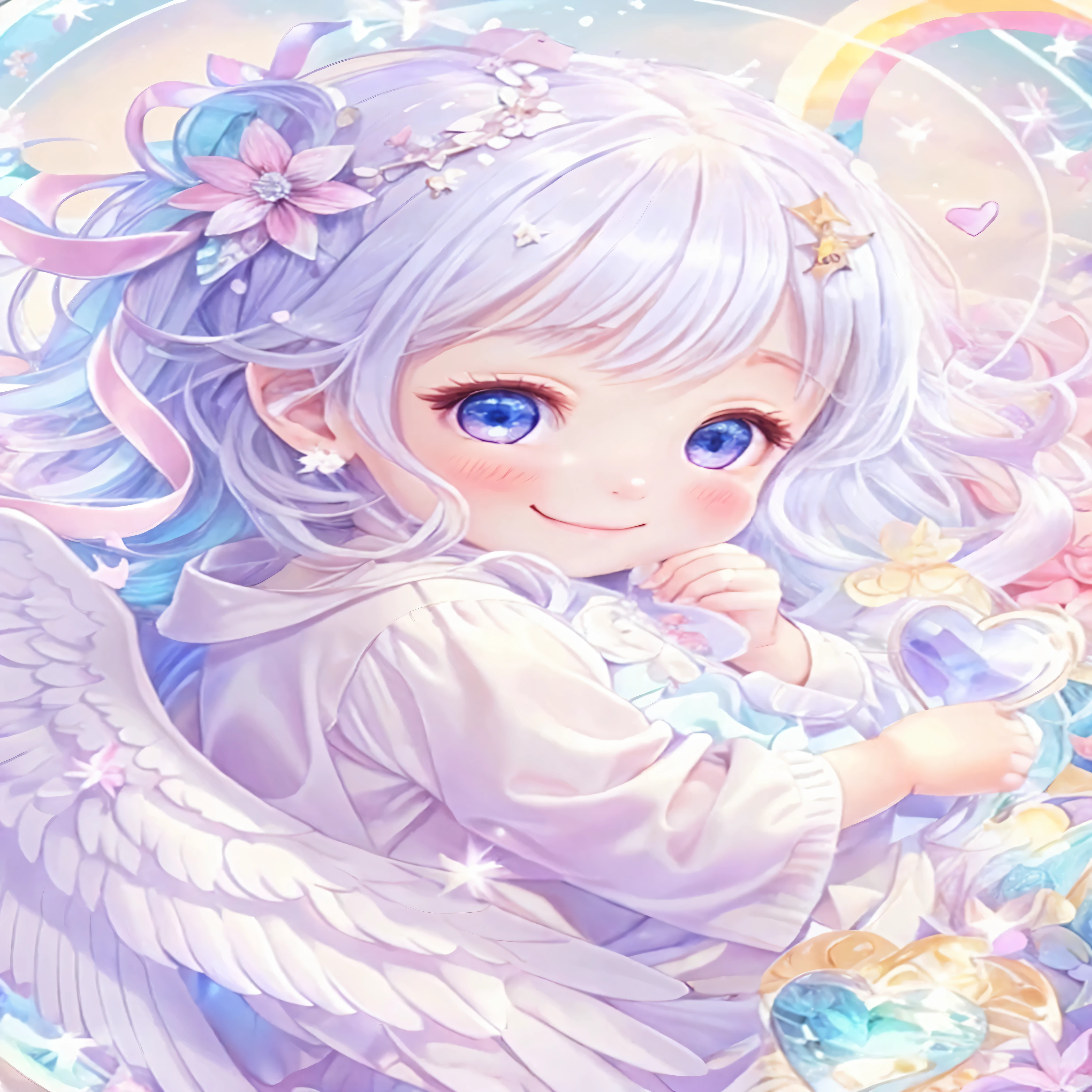 Smiling Angel、Gentle smile、Beautiful angel with transparency、heart mark、rainbows､tenderness､optic、ami、Thanks ､pastels、Fantastical