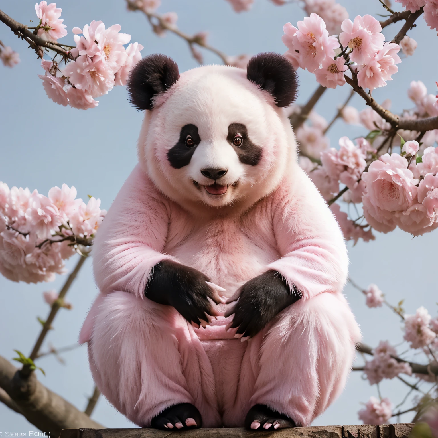 Pink panda , in a blossoms