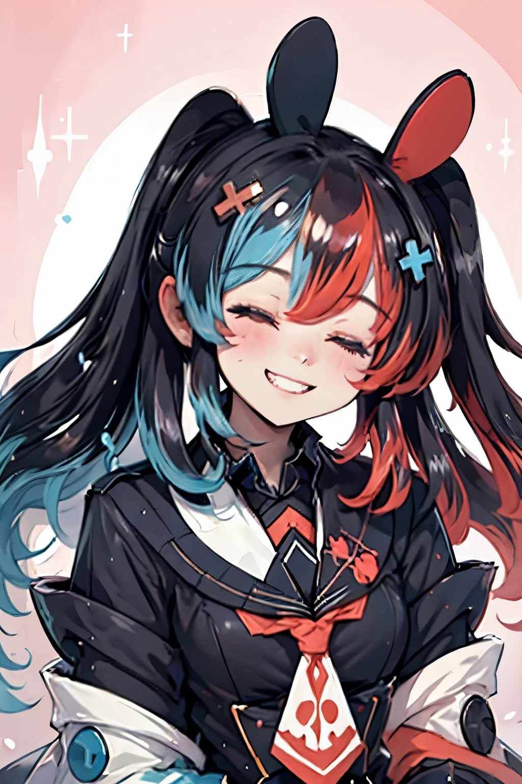 Highly detailed, High Quality, Masterpiece, beautiful, 1girl, solo, SwitchchanOutfit, (HeadpatPOV:1.5), headpat, pov, smile, bright smile, head tilt, closed eyes, happy, blush,