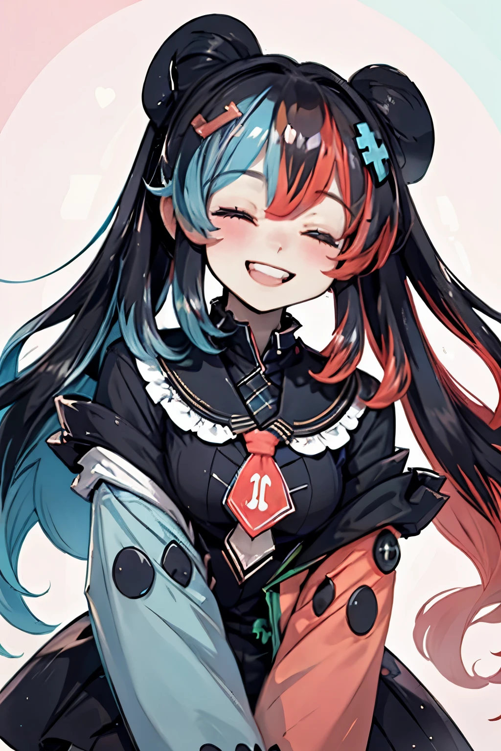 Highly detailed, High Quality, Masterpiece, beautiful, 1girl, solo, SwitchchanOutfit, (HeadpatPOV:1.5), headpat, pov, smile, bright smile, head tilt, closed eyes, happy, blush,