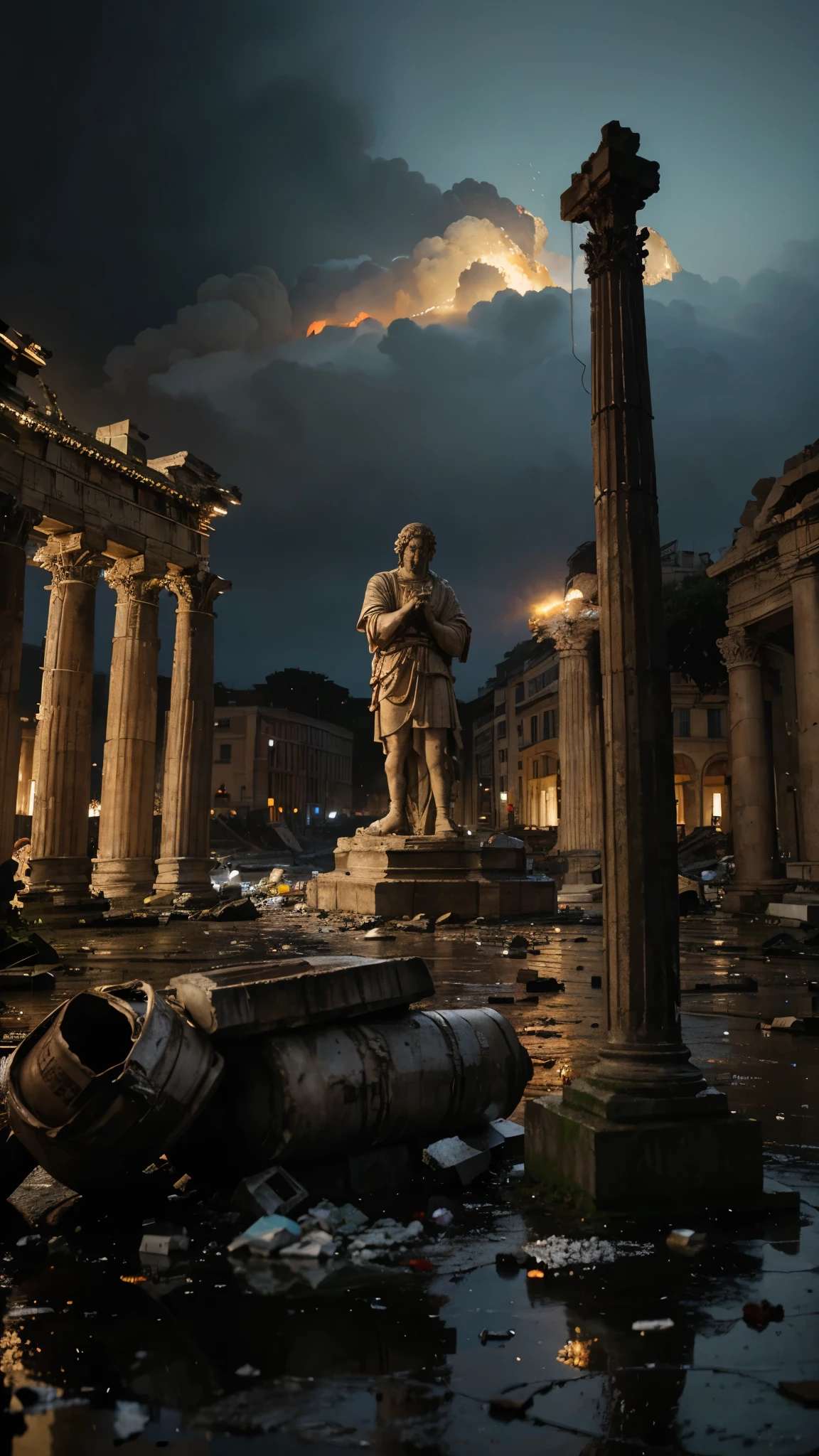 epic, hyperdetailed 3d matte painting, cinemascope panoramic, awe inspiring, colossal, landscape, ((close quarters fight, warriors)), battle, (( He drives his (chariot), there arose (((a night Dark with huge ((slaughter)) and with (crime)))), and groans As of a voice immense, and sound of alms As fell the wearer, and of (sword) on sword Crashed into fragments With a ready (hand) Caesar supplies the (weapon) and bids (strike) Full at the visage and with (lance) reversed Urges the flagging ranks and (stirs the fight), where flows (the nation's (blood)), where beats the (heart), Knowing he bids them spare the common herd,  But seek the senators, thus Rome (he strikes), Thus the last hold of Freedom )), natural skin texture, muted colors,  sharp focus, ((((cinematic look)))), insane details, intricate details,  (clutter:1.3), (decay:1.3), (grit:1.3), (darkness), (grunge:1.3), (oozing pools of filth:1.3), art by greg rutkowski and by caravaggio and by moebius and by alphonse mucha and by David Teniers the Elder, pharsalia