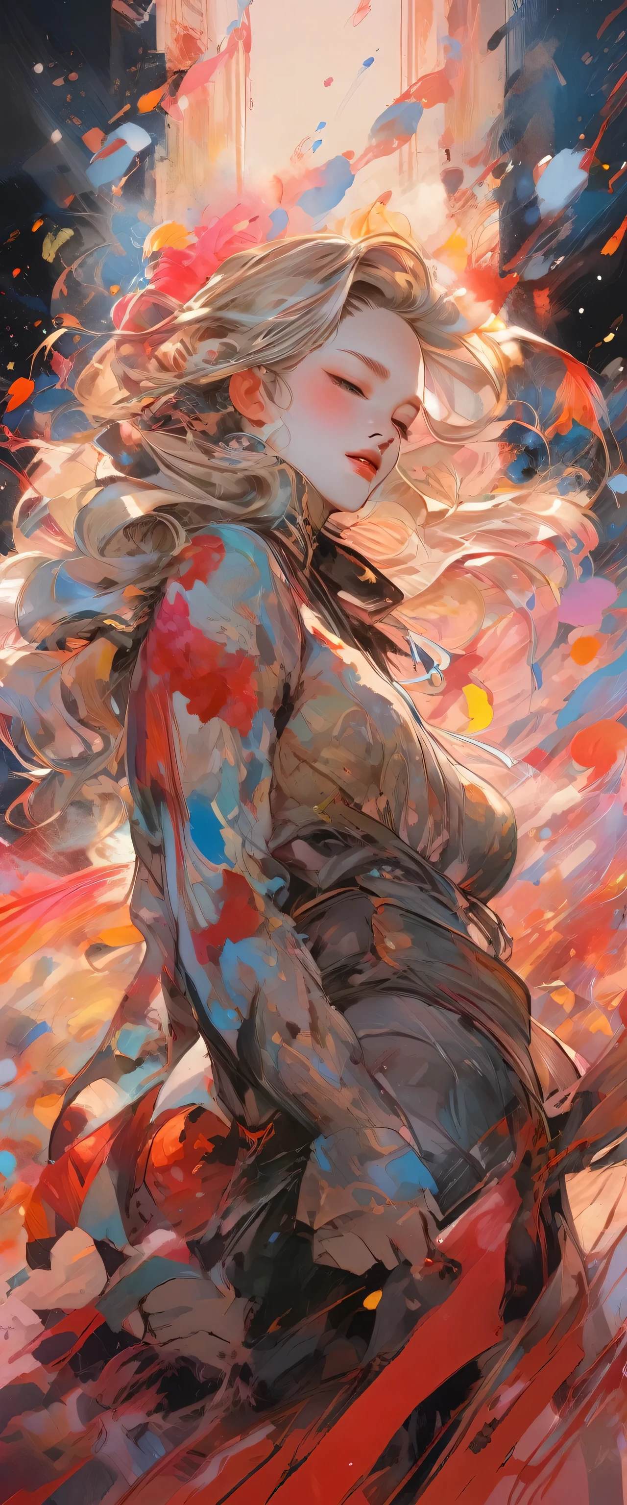 1 girl,official art,Unity8k壁纸,super detailed,Beautiful and beautiful,masterpiece,best quality,(zendispute,mandala,dispute,endispute),dynamic angle,cowboy shooting,Chaos in its most beautiful form,elegant,brutalist design,bright colors,romanticism,Thanks James,Robbie DeViantuono,Rostland,French bacon,Mihamraz,Adriana,Petra Cortright,Gerhard Richter,Takato Yamamoto,Ashley Wood,Atmospheric,notes of ecstasy,Streaming notes are visible