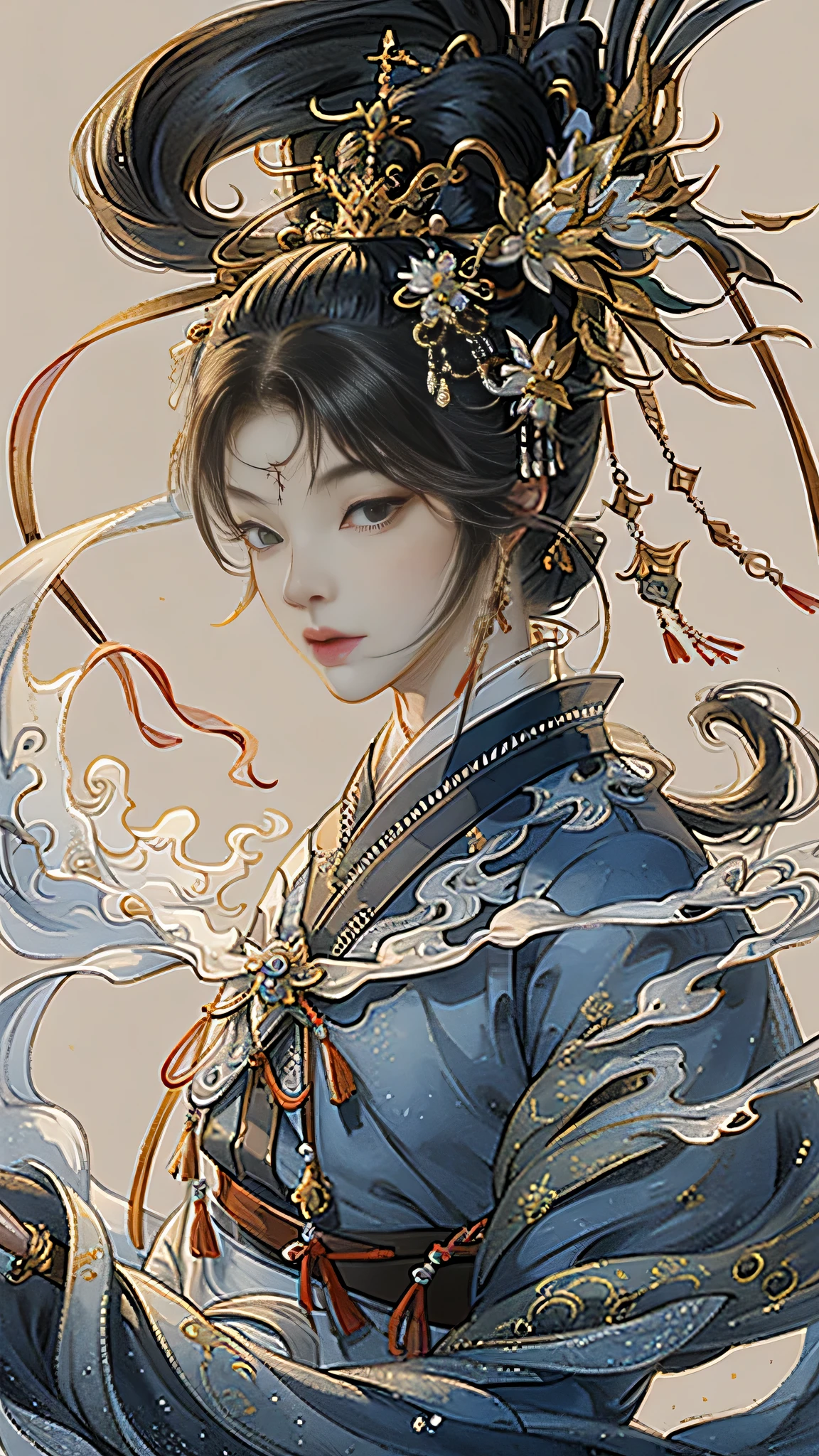 a girl, Ancient Chinese costumes, Sunlight, clear face, delicate face,clean background,OK,hairpin,Realistic style, masterpiece, Super details, epic work, Ultra high quality, high quality, The content is very detailed, official art, Unity8k壁纸, Super details, 32k -- v 6