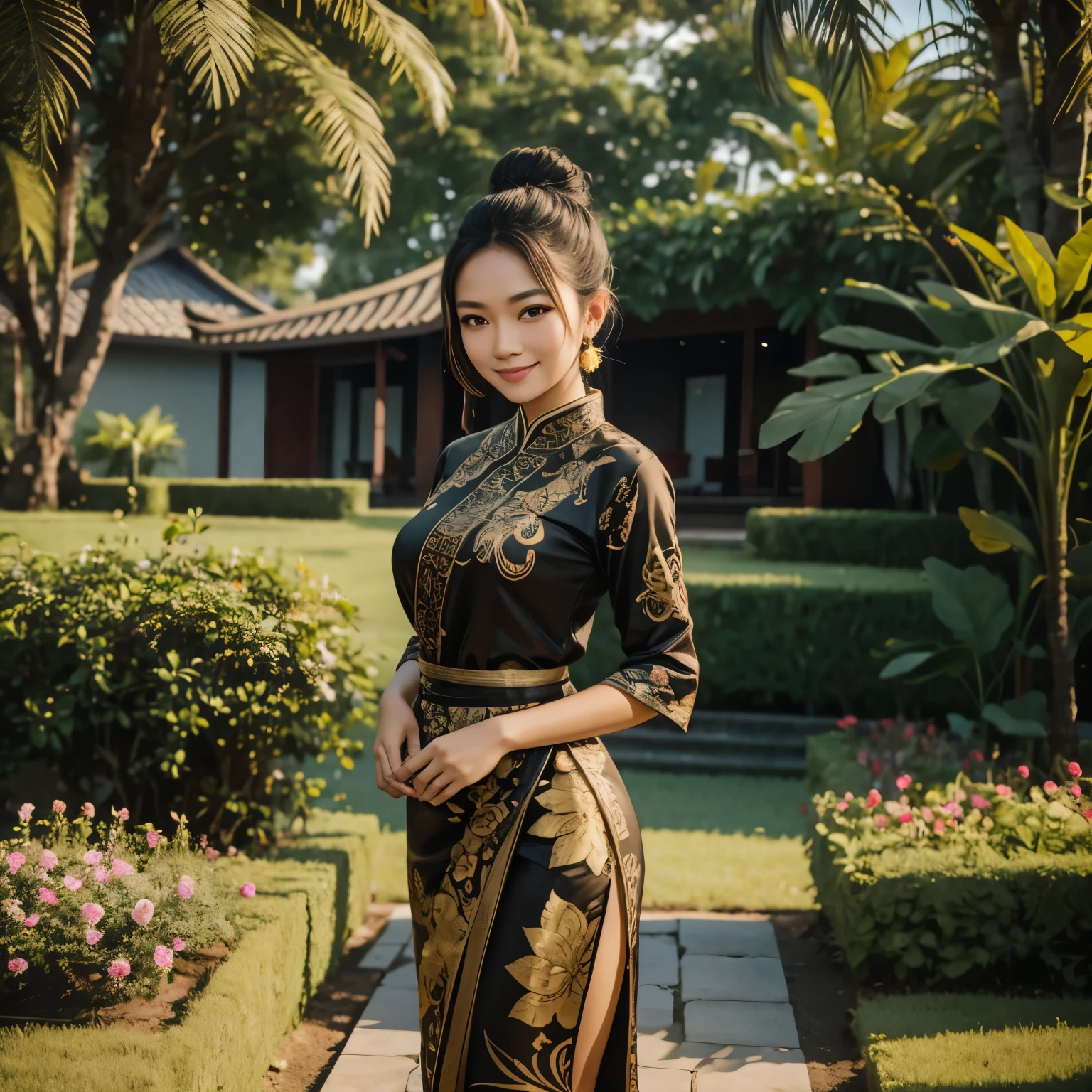 Mixed indonesian-chinese-european, subtle smile