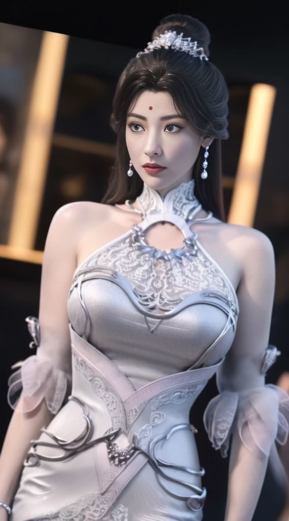 Hyper-realistic 8K CG, flawless, 干净of, masterpiece, Professional artwork, famous artwork, movie lighting, bloom, 完美of臉, 漂亮of脸蛋, fantasy, dreamlike, Unreal Engine 5, Science fiction,   lace, lace trim, lace-trimmed legwear, luxurious, jewelry, diamond, Kaneko, pearl, gem, sapphire, ruby, emerald, 错综复杂of细节, 精致of图案, charming, 诱人of, 誘人of, of, enchanting, hair accessories, necklace, earrings, bracelet, armband,halo,autumn.
((,1 girl, leave,最好of质量,))  ,((((,1 girl,  独自of, 巨大of假乳房:1.5, Armor dress, Half body,  looking at the audience, Permanently installed))))