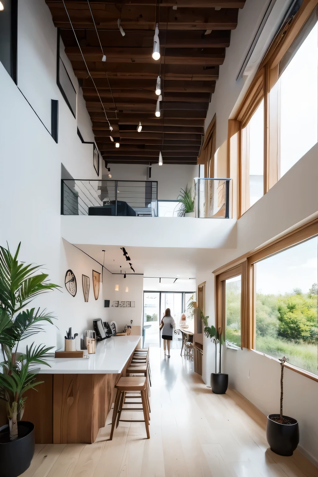 There are no windows on the side，Decorate with paintings