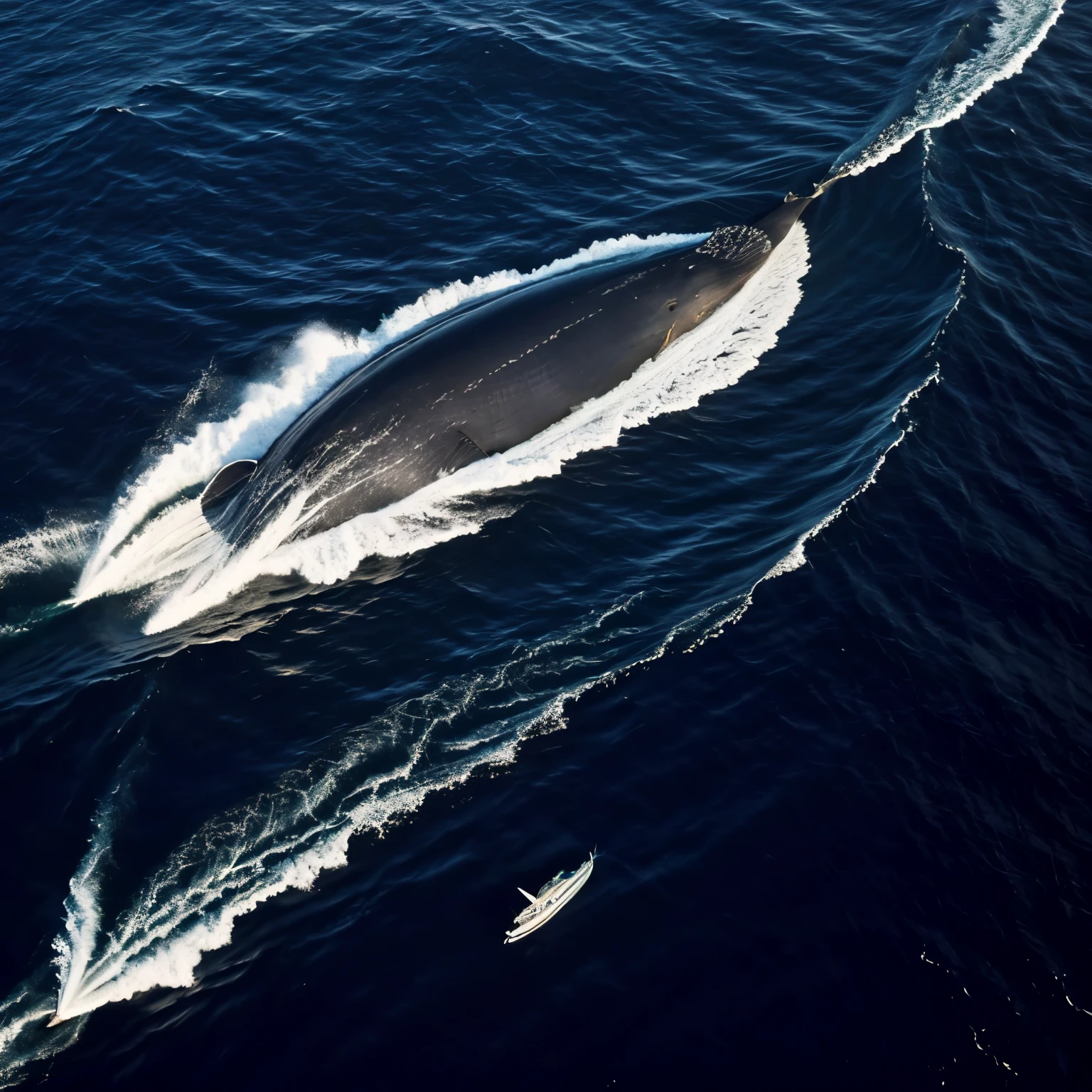 (aerial view:1.4), masterpiece, the appearance of a large whale in the sea. shadow of a large whale in the sea
