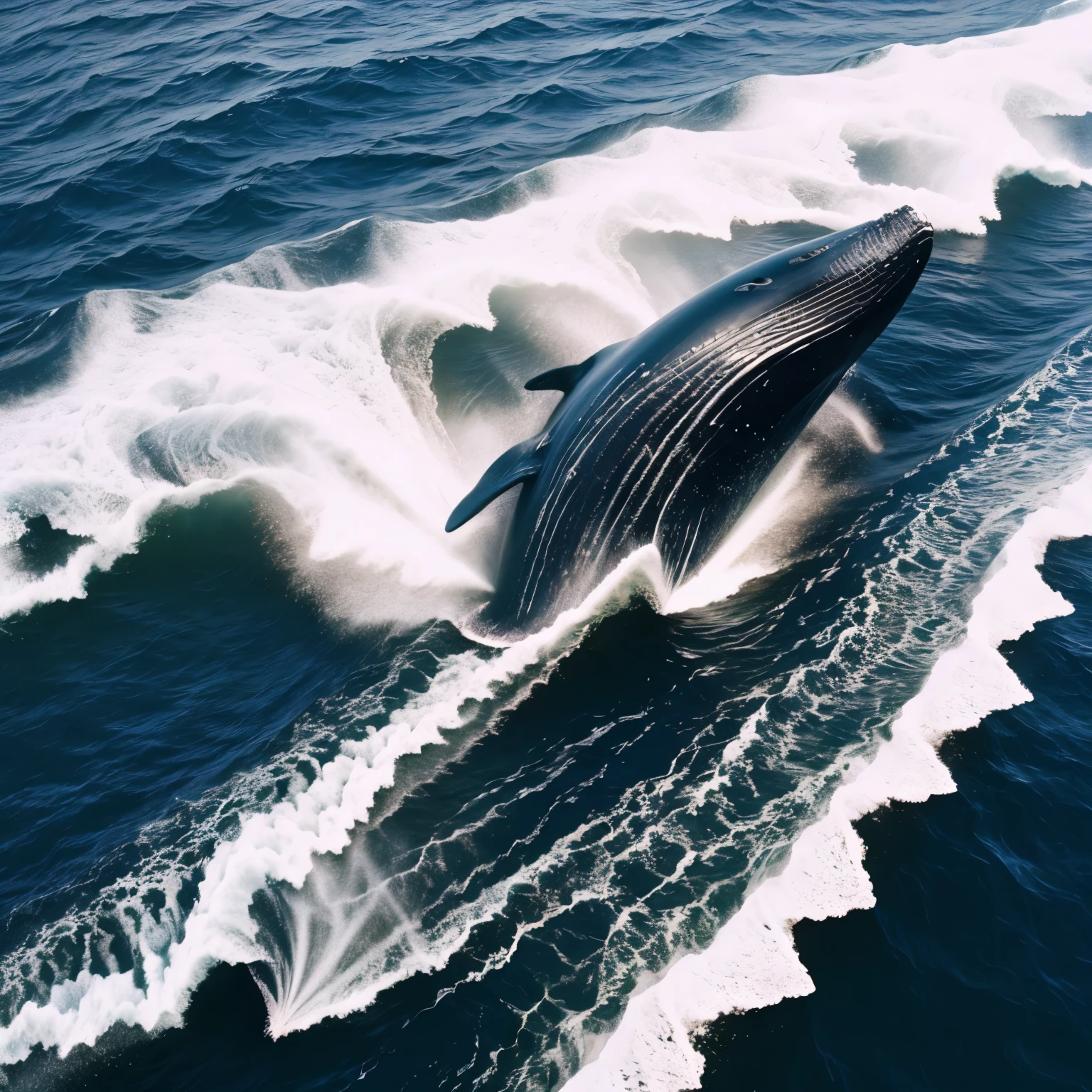 (aerial view:1.4), masterpiece, the appearance of a large whale in the sea. shadow of a large whale in the sea