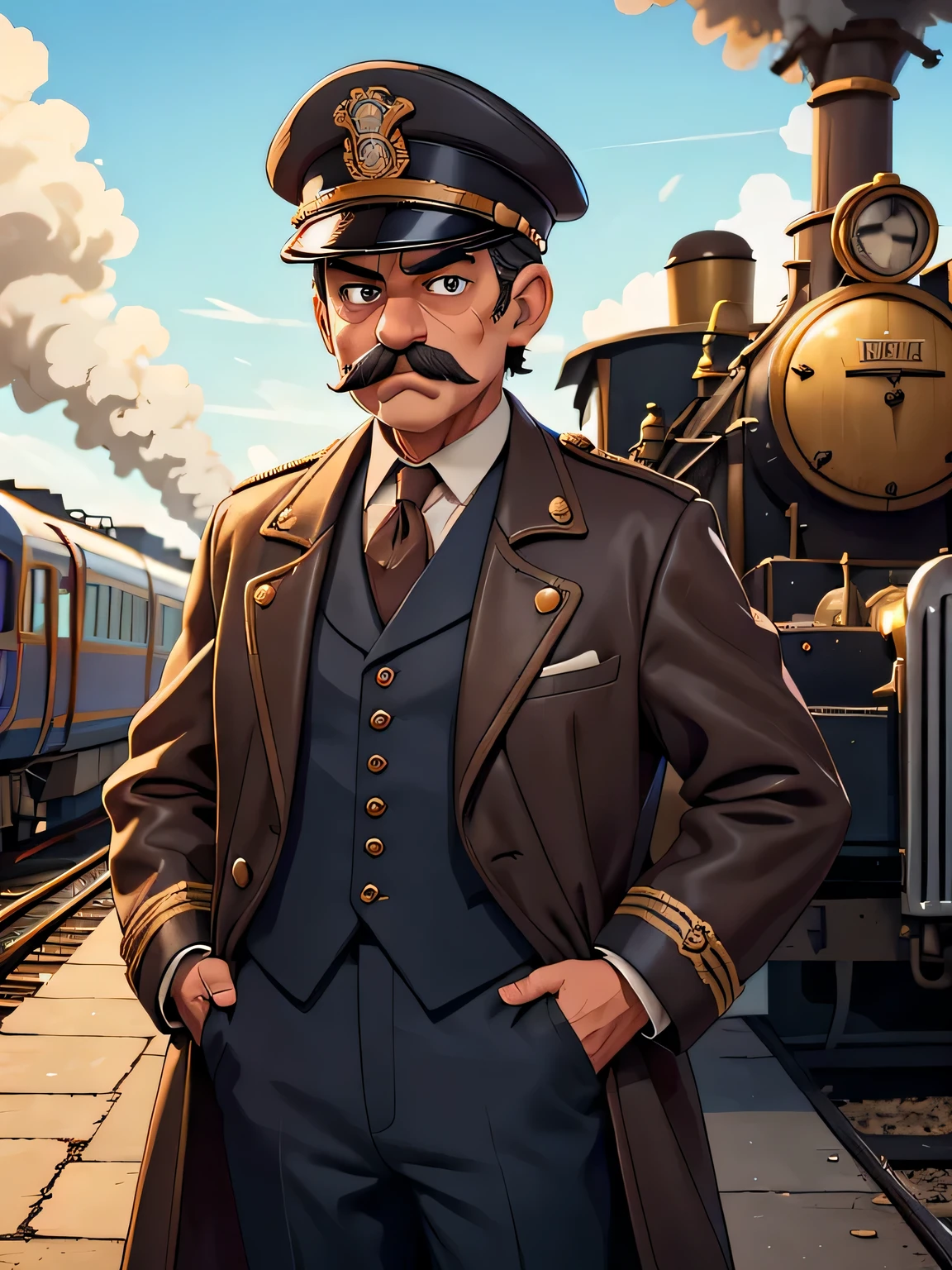 Fix his mustache and hair