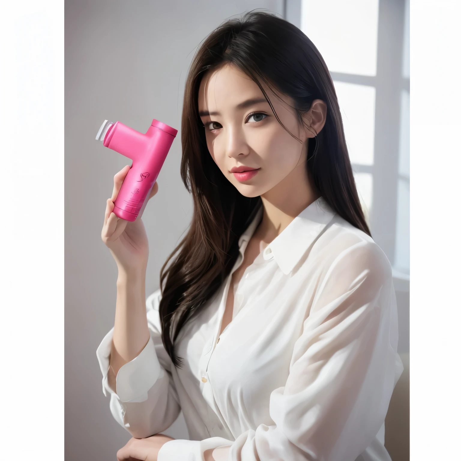 Hold the product with your right hand