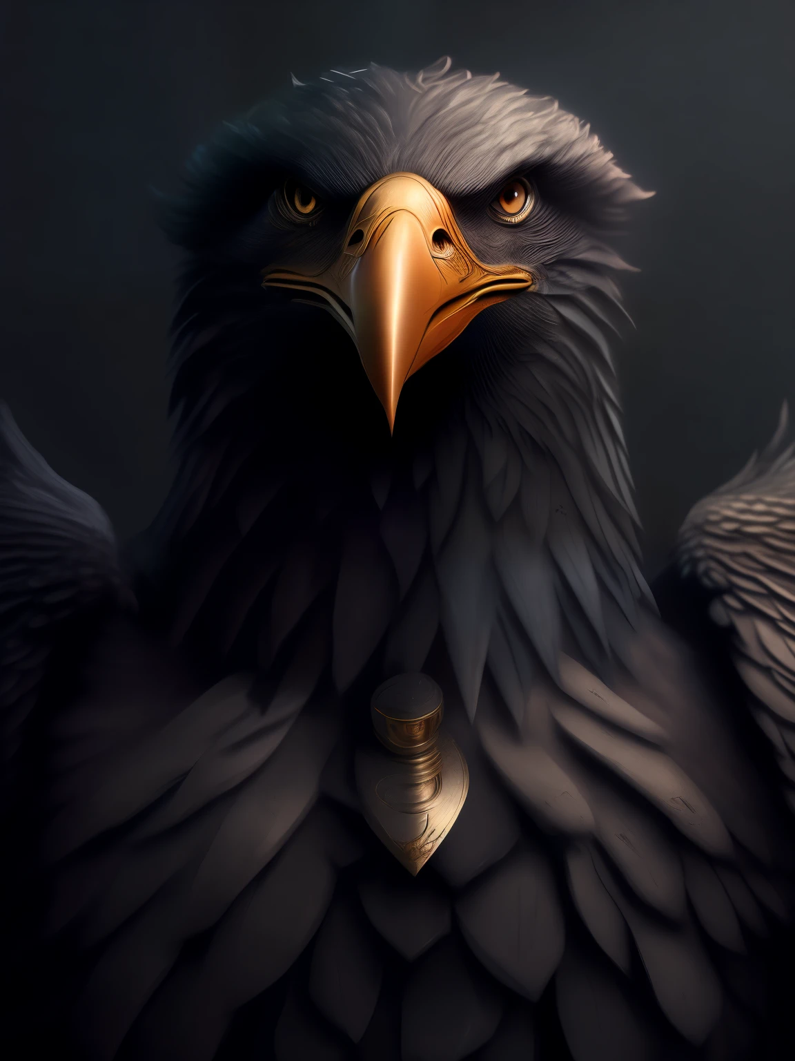 (Realista:1.3), poster,intrigatoe details, ((cinematic light)), eagle,hybrid,hypeRealista, apavorante, fantasia negra \(estilo\), armadura detalhada, capacete detalhado