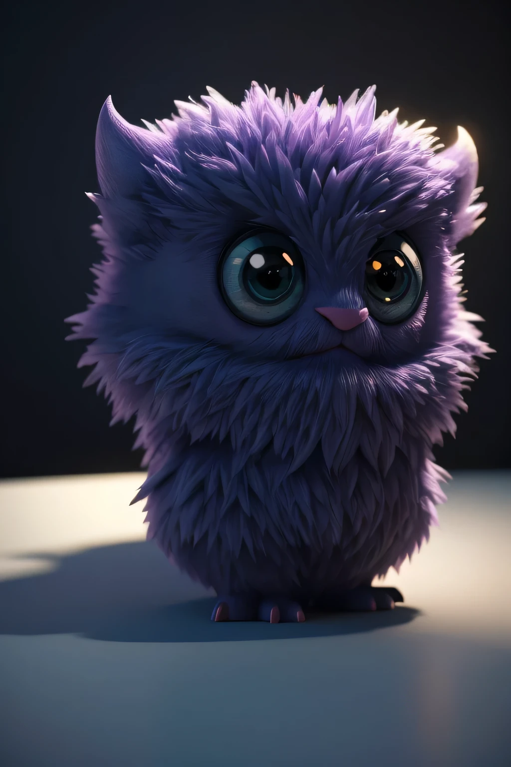 Generate a high-quality 3D image of cute monsters using advanced rendering and modeling techniques. Use the following software for creation: 3DS Max, SketchUp, SolidWorks, AutoCAD, Blender, Vectary, MeshMixer, and Unreal Engine 5. Apply photon mapping, radiosity, and physical rendering techniques with automatic white balance for realistic lighting. Create a cinematic lighting setup with a slightly intensified twilight effect. Ensure the final image has a soft focus effect, but remains ultra-detailed and realistic. The artwork should not be based on a specific photograph. Evoke a sense of technology and high-quality craftsmanship, reminiscent of a masterpiece of illustration and CG art. Include elements of unity, wallpaper, and official art in the composition. Present fine details, extreme delicacy, and beauty, with sharp focus and a high level of detail. Render the woman's hair with detailed fringes. Render the final image with a black background and a plain background. Do not include any watermark or text overlays in the generated image.