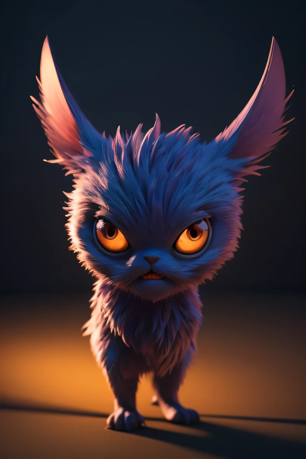 Generate a high-quality 3D image of cute monsters using advanced rendering and modeling techniques. Use the following software for creation: 3DS Max, SketchUp, SolidWorks, AutoCAD, Blender, Vectary, MeshMixer, and Unreal Engine 5. Apply photon mapping, radiosity, and physical rendering techniques with automatic white balance for realistic lighting. Create a cinematic lighting setup with a slightly intensified twilight effect. Ensure the final image has a soft focus effect, but remains ultra-detailed and realistic. The artwork should not be based on a specific photograph. Evoke a sense of technology and high-quality craftsmanship, reminiscent of a masterpiece of illustration and CG art. Include elements of unity, wallpaper, and official art in the composition. Present fine details, extreme delicacy, and beauty, with sharp focus and a high level of detail. Render the woman's hair with detailed fringes. Render the final image with a black background and a plain background. Do not include any watermark or text overlays in the generated image.