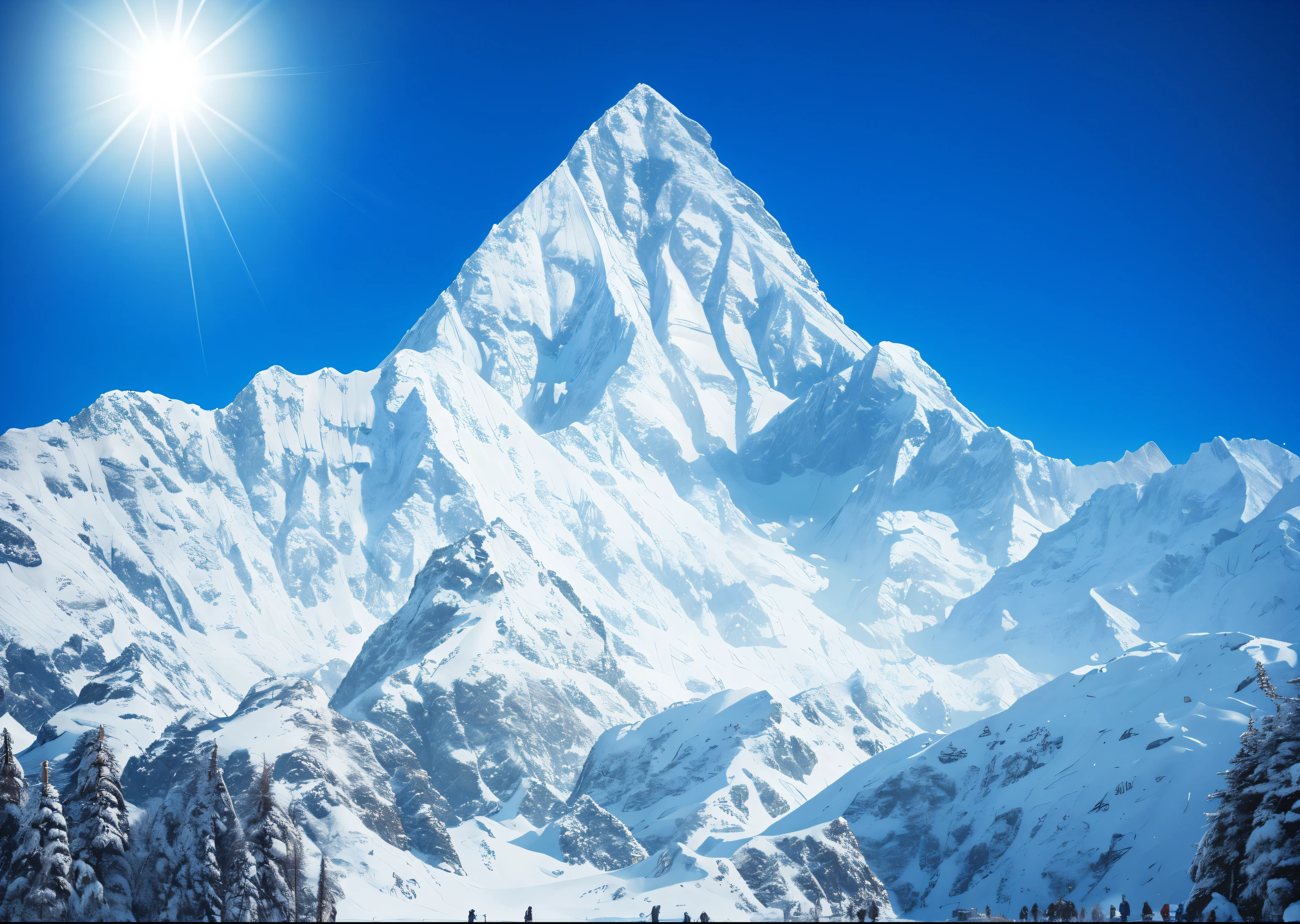 Alaphes in the snow，The background is bright sunlight, with a 雪Mountain and ice, cold mountains, cold mountains in the background, 喜马拉雅Mountain, 背景中的冰Mountain, 雪Mountain, Mountain顶有雪, 大Mountain, 雪Mountain background, Mountain, Mountain雪, majestic 雪Mountains, Xuefeng, cold, Mountain很陡