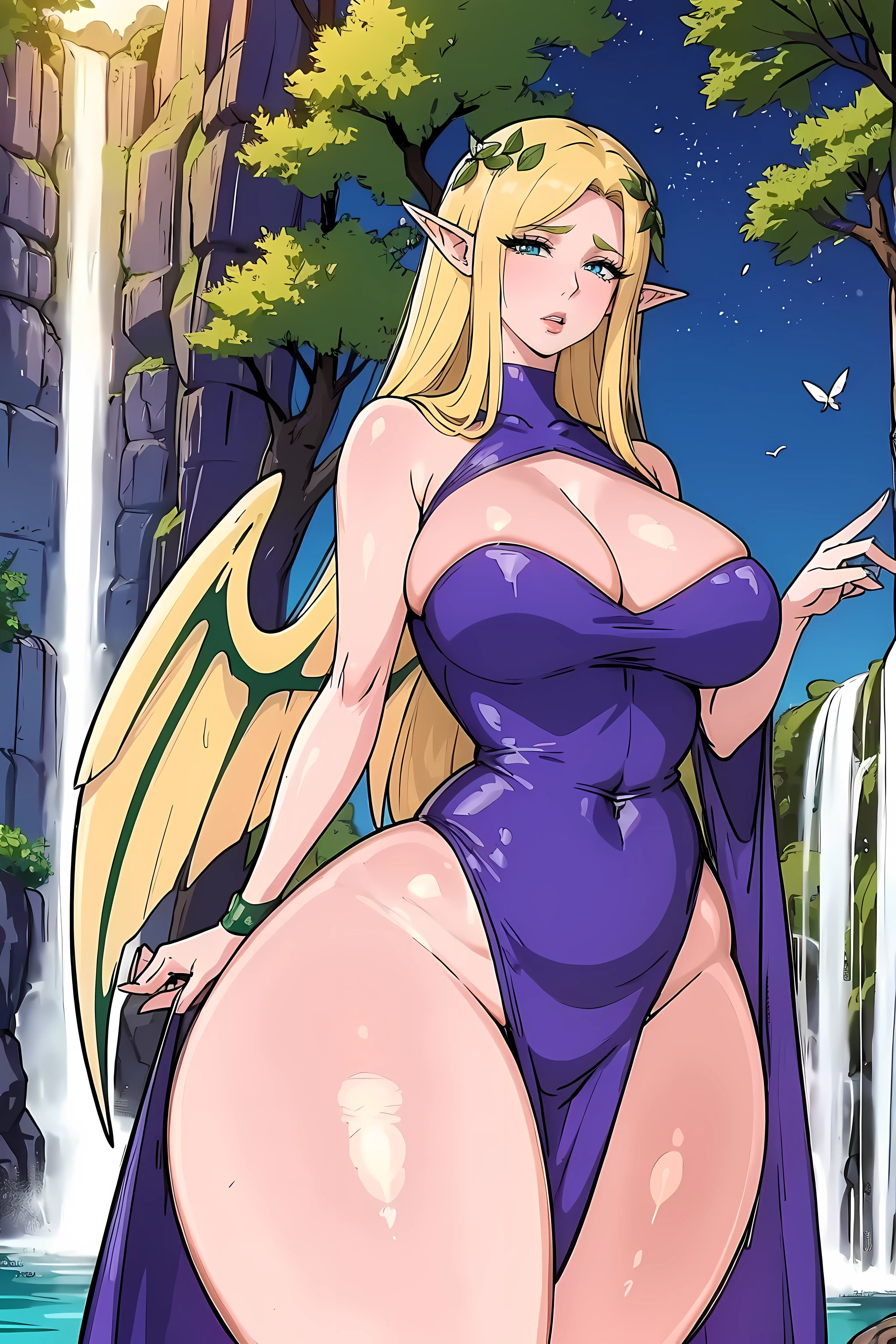 (Notice:Please read the following labels in order,and separated by commas)
A beautiful elf girl,Curvy,With charming eyes and long hair, flowing hair,Standing in a vibrant garden bathed in warm sunshine. She is dressed exquisitely, floating dress,Made of sparkling silk,Decorated with delicate embroidery, Highlight her charming figure. her skin is flawless, porcelain quality, Emits a subtle glow from within.
The garden is filled with lush plants, Colorful flowers of all shapes and sizes, Create stunningly beautiful displays. The sweet fragrance of blooming petals fills the air, Adds to the charming atmosphere. Sunlight filtering through the tree canopy, cast a magical, Dappled lighting at the scene.
When the elf girl stands among the flowers, A gentle breeze blew by, Let the skirt sway gracefully,Expose slender legs. She is surrounded by a group of playful butterflies, Their vibrant wings fluttered around her, Add a sense of whimsy and magic.
in the distance, Majestic waterfalls cascade from towering cliffs, as water rushes into the clear pool below,Create a soothing soundtrack. The chirping of birds and the rustling of leaves in the wind add to the peaceful atmosphere of the garden.
The artwork was created using a combination of digital illustration and traditional painting techniques, The result is a beautifully detailed and lifelike representation of the elf girl and her surroundings. Colorful and vibrant, A harmonious blend of warm and cool colors, Create a visually striking composition.
This high-resolution masterpiece captures the essence of the elf girl's beauty and the magical atmosphere of the garden, Making it a fascinating piece of art for any art lover.